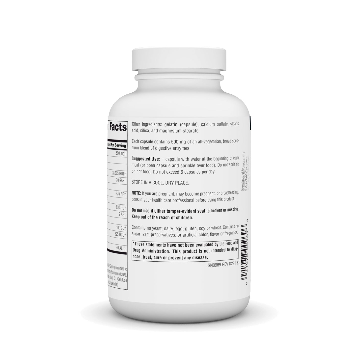 Source Naturals Essential Enzymes 500mg Bio-Aligned Multiple Enzyme Supplement Herbal Defense for Digestion, Gas, Constipation & Bloating Relief - Supports Immune System - 240 Capsules