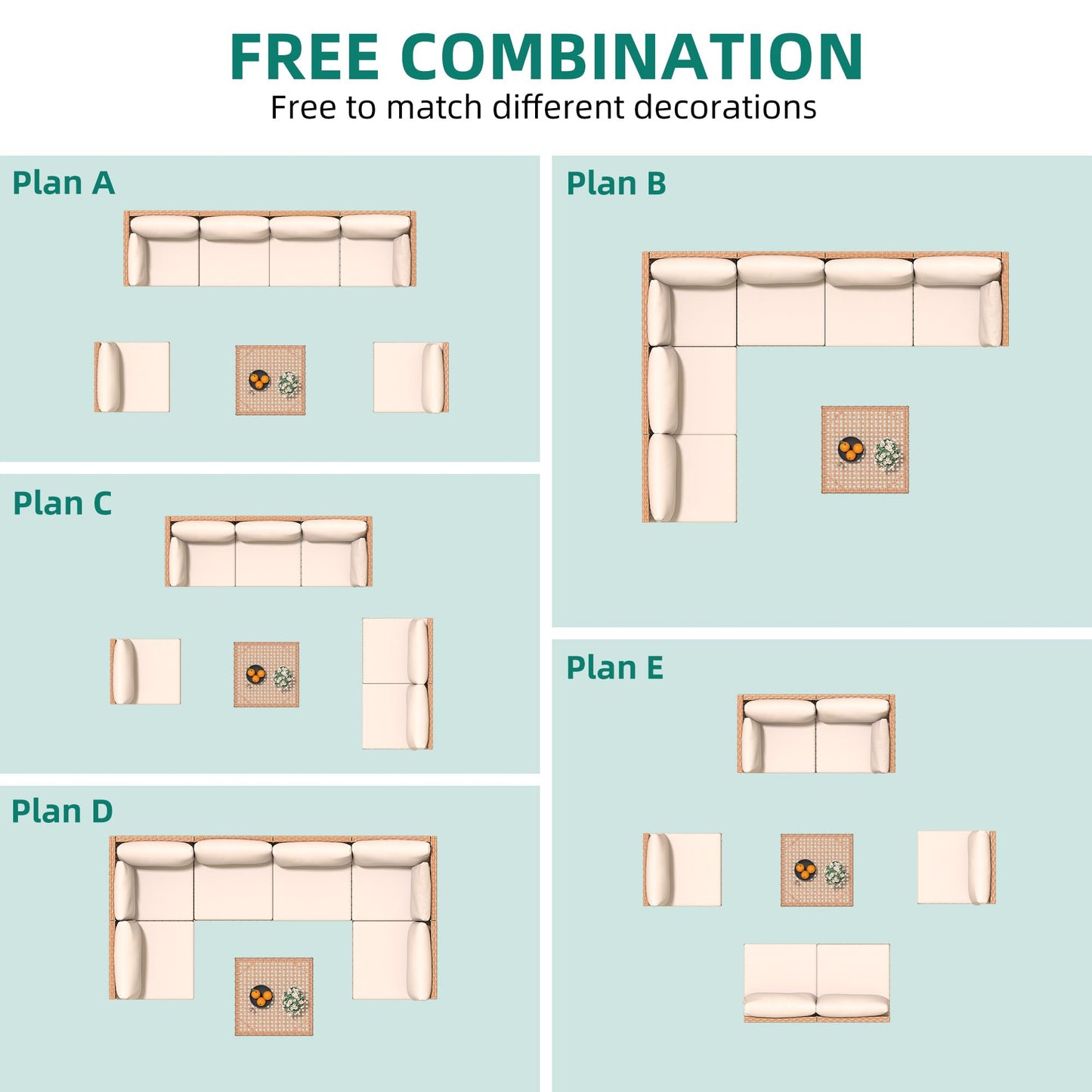YITAHOME 7-Piece Patio Furniture Set, All-Weather PE Wicker Patio Conversation Set for Backyard Deck Poolside Porch, Outdoor Sectional Sofa with Coffee Table & Soft Cushions