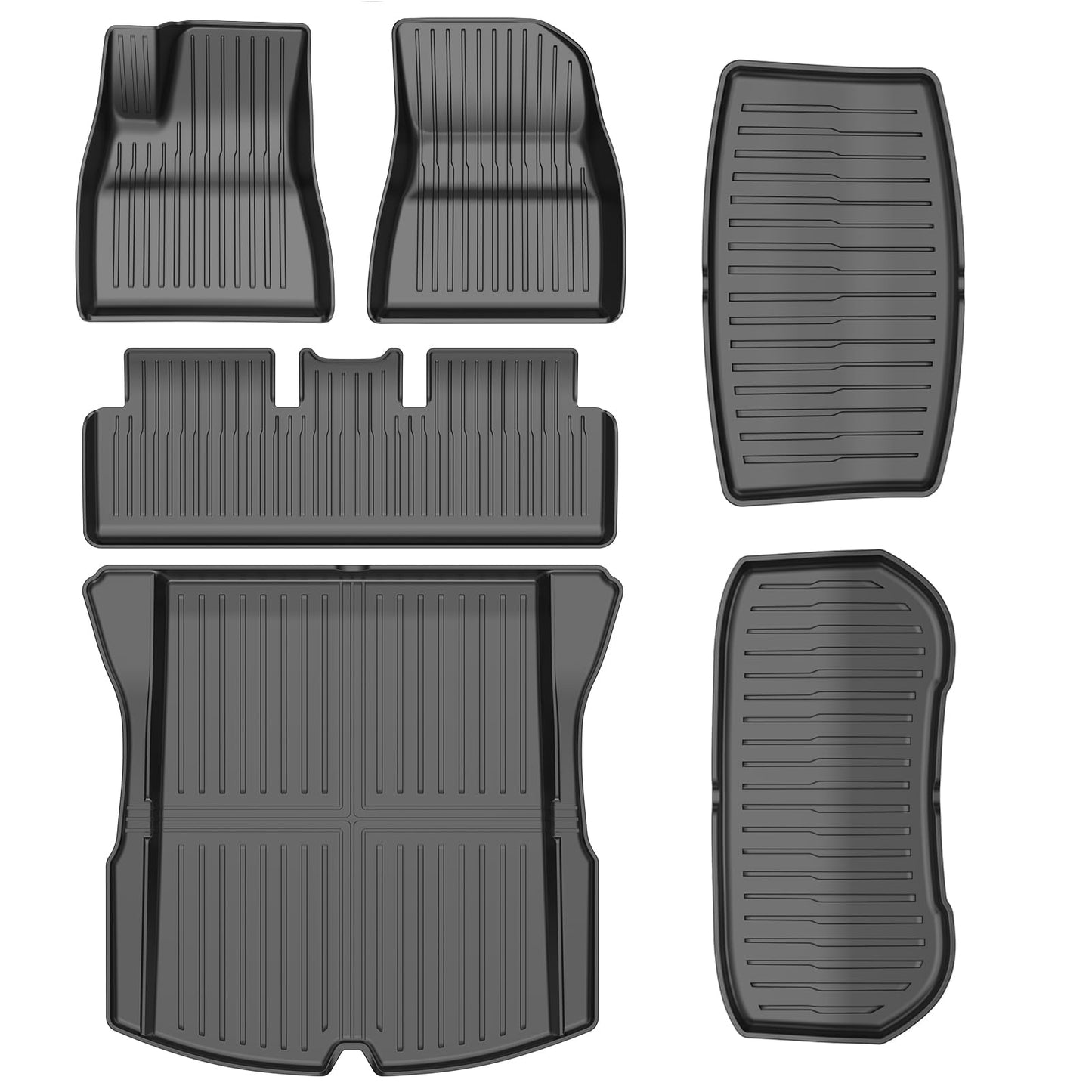 2025 New Version Tesla Model 3 Highland Floor Mats Custom Fit All Weather TPE Cargo Liner Cargo Trunk Accessories,Compatible 2021-2024 Tesla Model 3 (2025 Model 3 Full Floor Mat Kit Set of 6