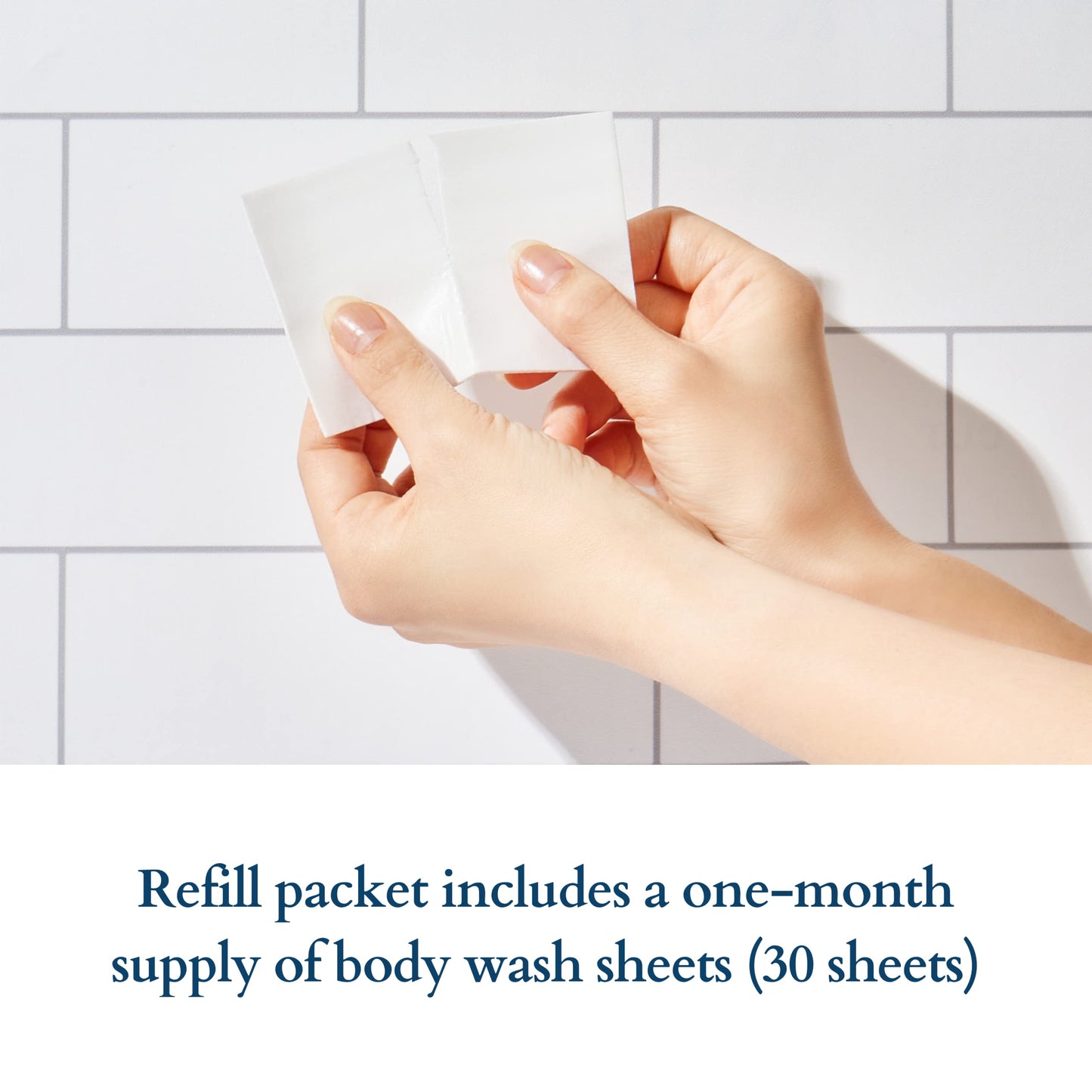 Tidalove Body Wash Sheets 1 Month Refill, Zero Waste, Vegan, Paraben-Free, SLS-Free, Cruelty-Free, Artificial Fragrance-Free in Paper Pack Pre-Portioned 30 Sheets (up to 60 washes)