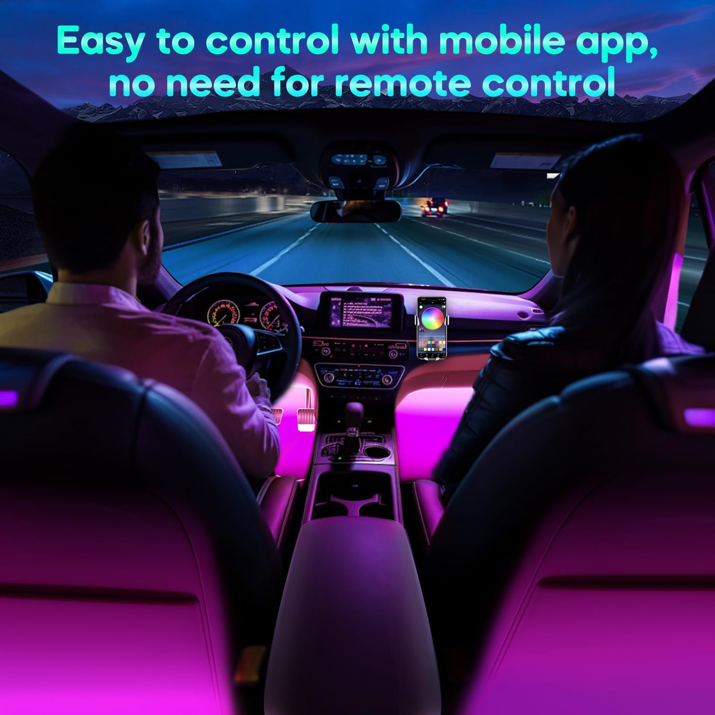 Winzwon Mothers Day Gifts for Mom, Interior Led Lights for Car Accessories for Women Men, Birthday Gifts for Men Him, APP Control with USB Port Music Sync Color Change Lights for Jeep Truck Decor, 12V