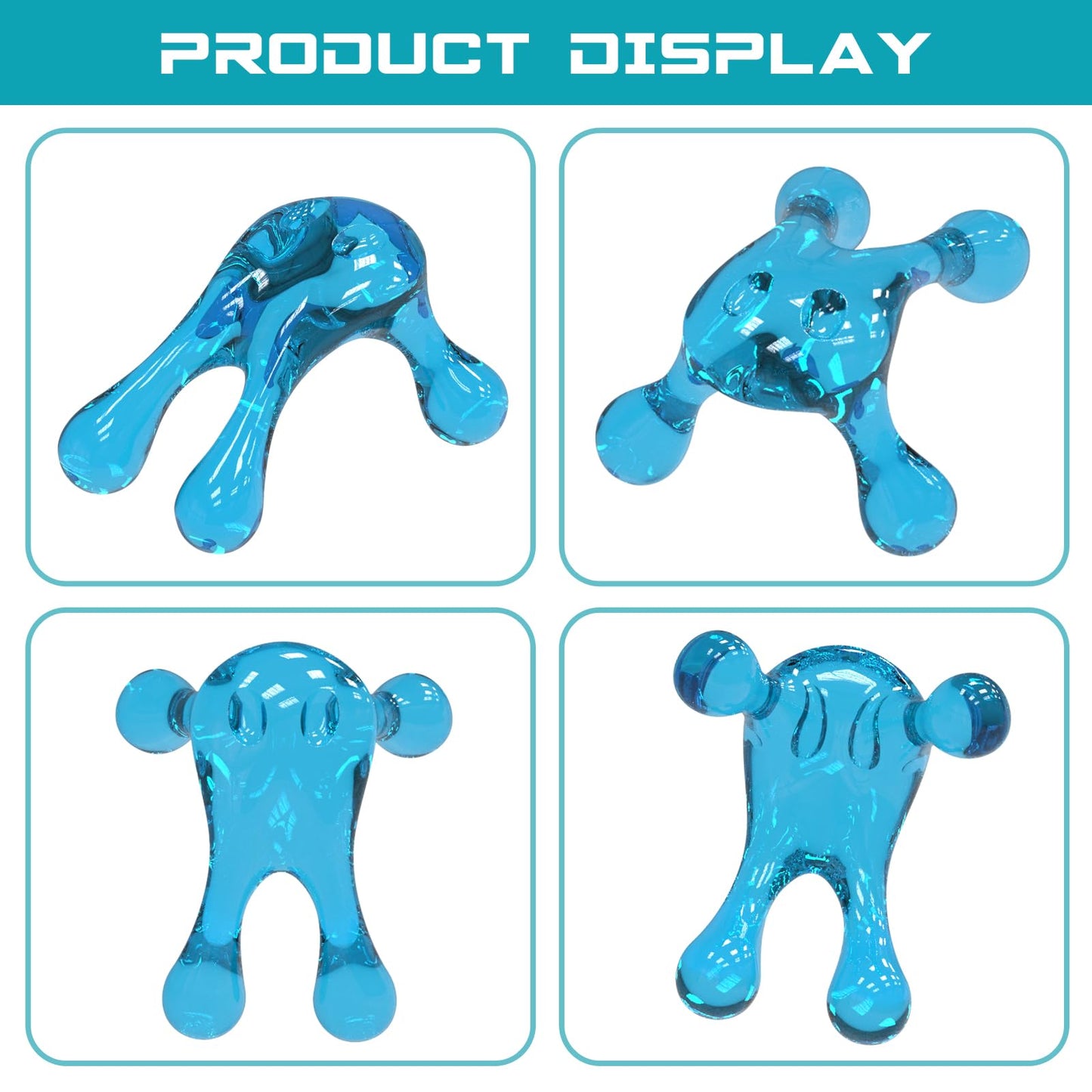 melonsun Palm Massage Tool - Easier Grip Handheld Massage Tool, Four Point Massage Tool, for Deep Tissue Pain Relief (Blue)