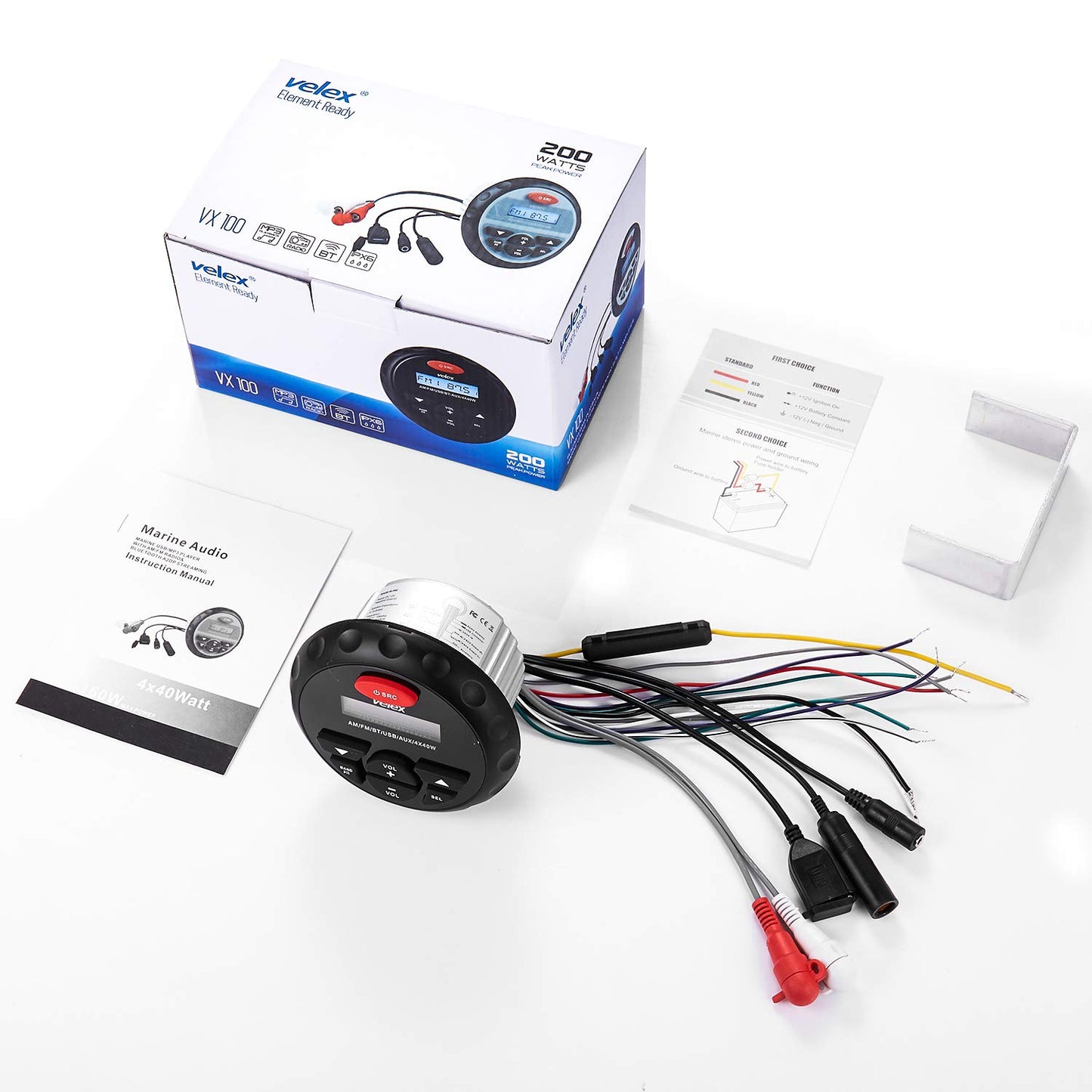 Waterproof Bluetooth Marine Stereo Receiver with MP3 Player AM FM Radio and USB for Streaming Music on Boats Golf Carts ATV UTV and Spa Hot Tubs