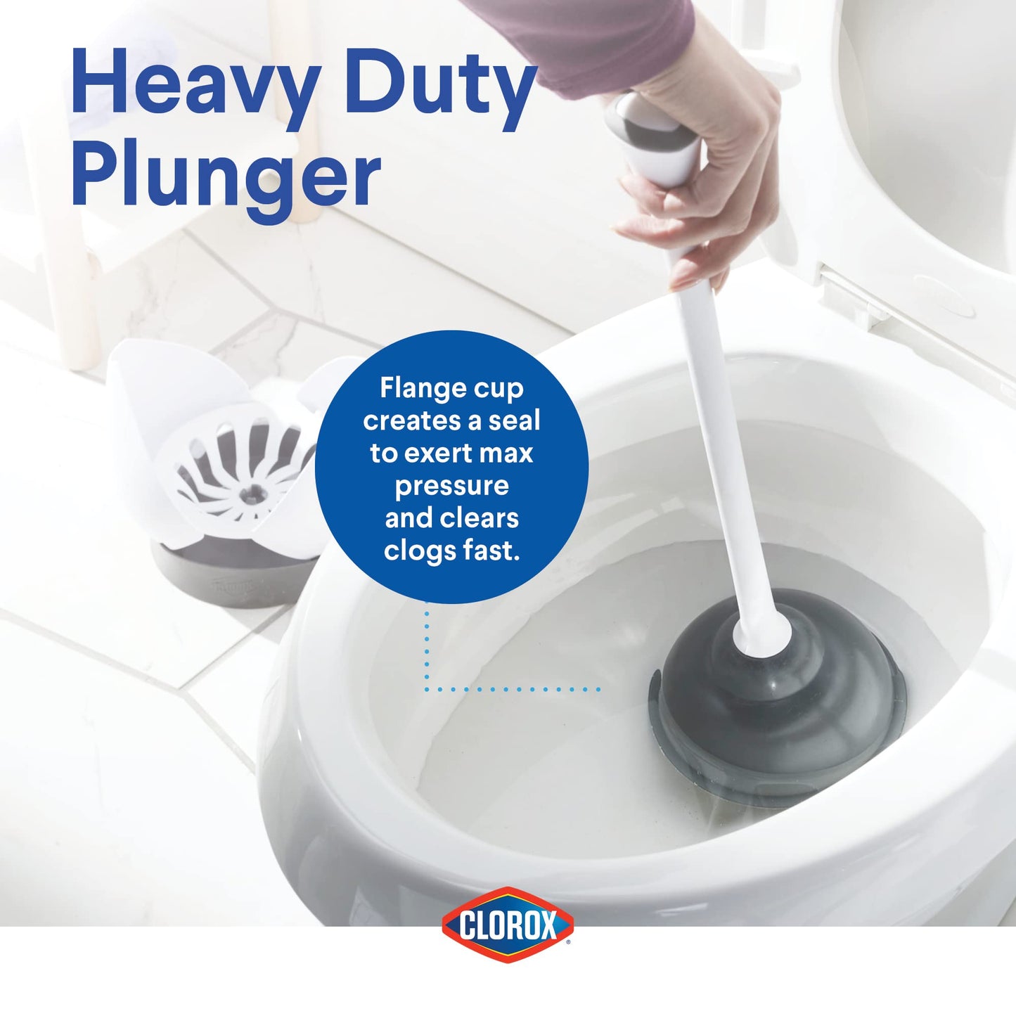 Clorox Toilet Plunger with Hideaway Caddy – Toilet Plunger for Bathroom, Bathroom Organizers & Storage, Bathroom Accessories, Toilet Unclogger, Plunger with Holder