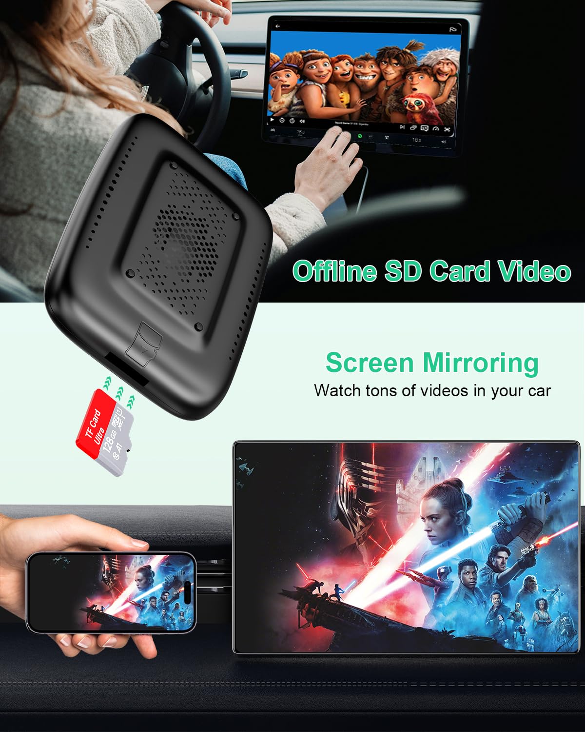 5 in 1 Wireless CarPlay Adapter with Netflix YouTube, 2025 New Carplay Wireless & Android Auto Adapter Converts Wired to Wireless Carplay Dongle Magic CarPlay Ai Box Streaming Video for iPhone/Android
