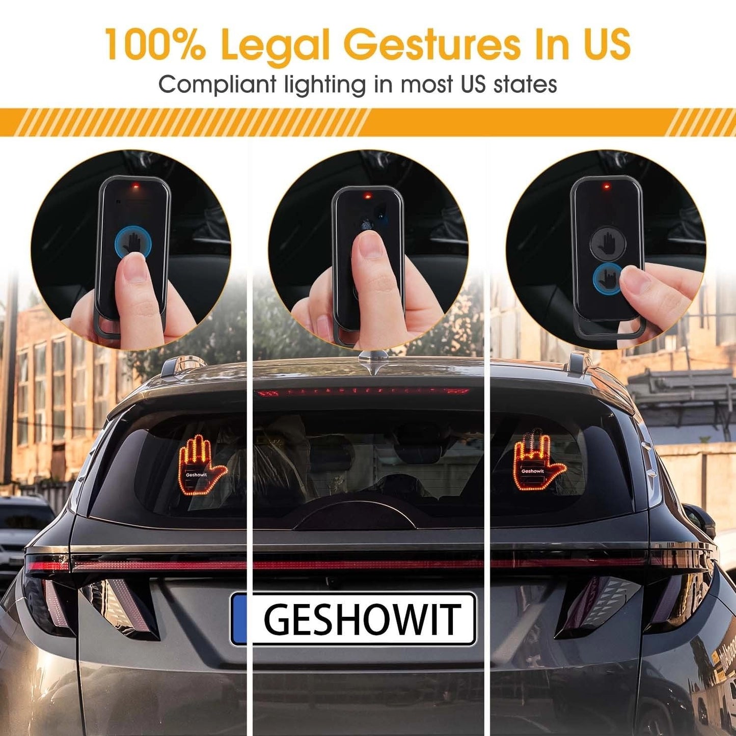 Car Accessories for Men, Truck Gadgets with Remote - Give The Finger Salute & Love & Wave to Drivers - Ideal Gifted Vehicle Stuff, Funny Gifts for Drivers, Road Rage Signs for Men and Women