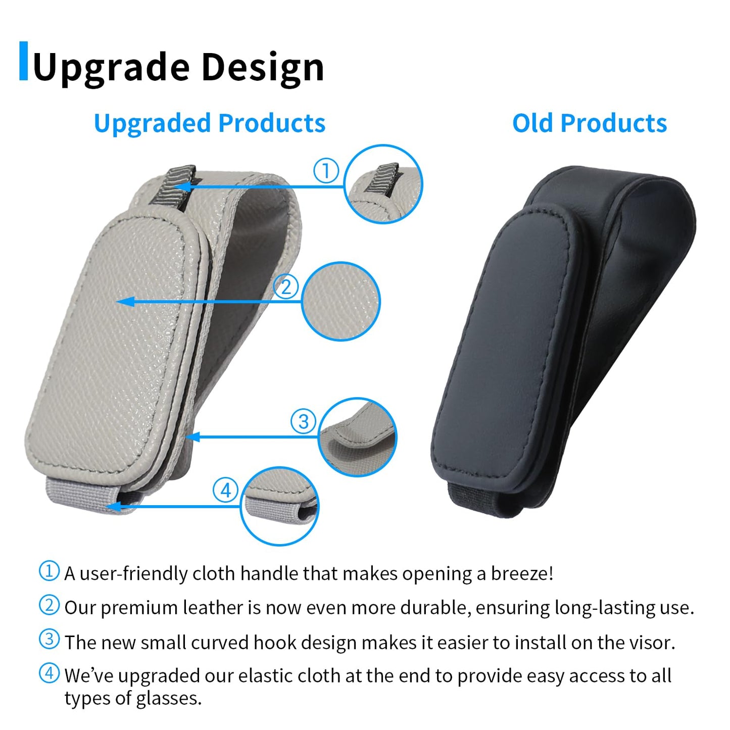 Yuoyar 2 Packs Magnetic Sunglass Holder for Car Visor - Universal Sunglasses Clip for Different Size Eyeglasses - Convenient Interior Car Accessories (Grey)