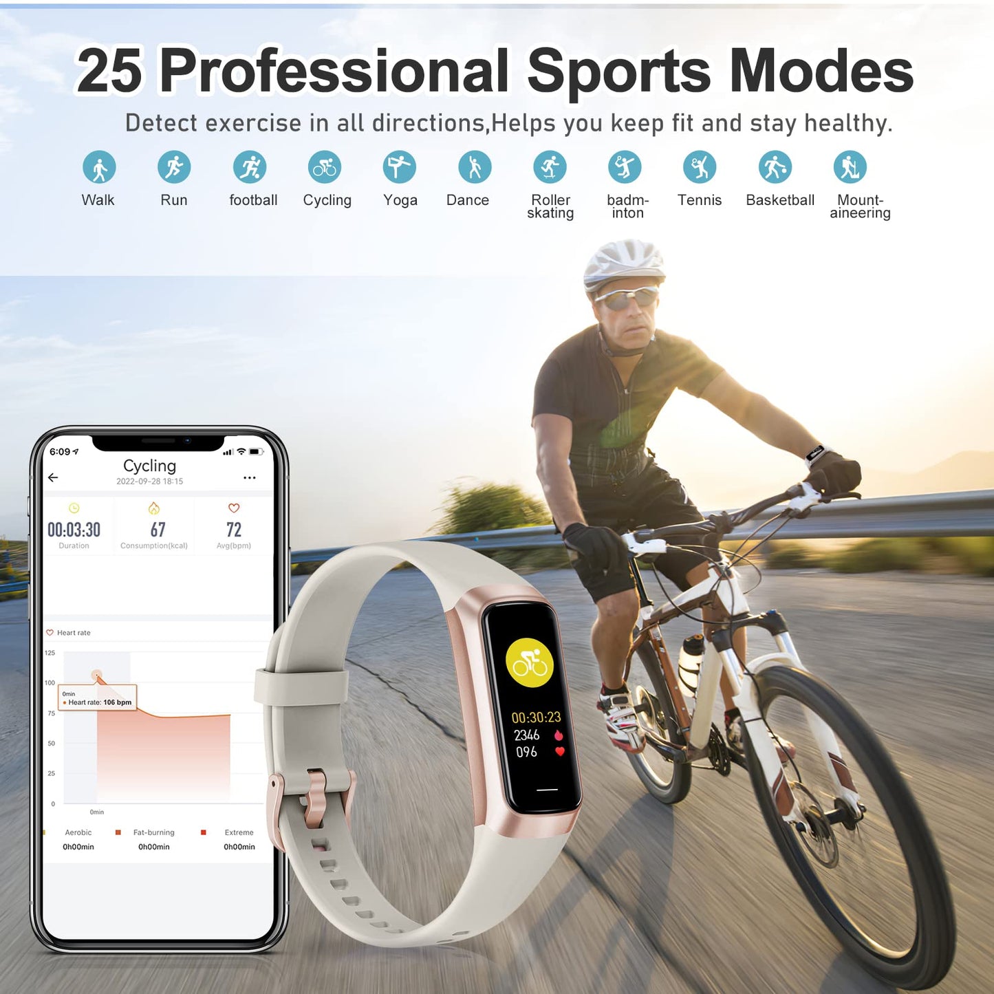 Zeacool Fitness Tracker with 24/7 Heart Rate, Blood Oxygen Blood Pressure Sleep Monitor, Activity Trackers 5 ATM Waterproof,Step Calorie Counter Pedometer Health Smart Watch for Women Men(Beige)