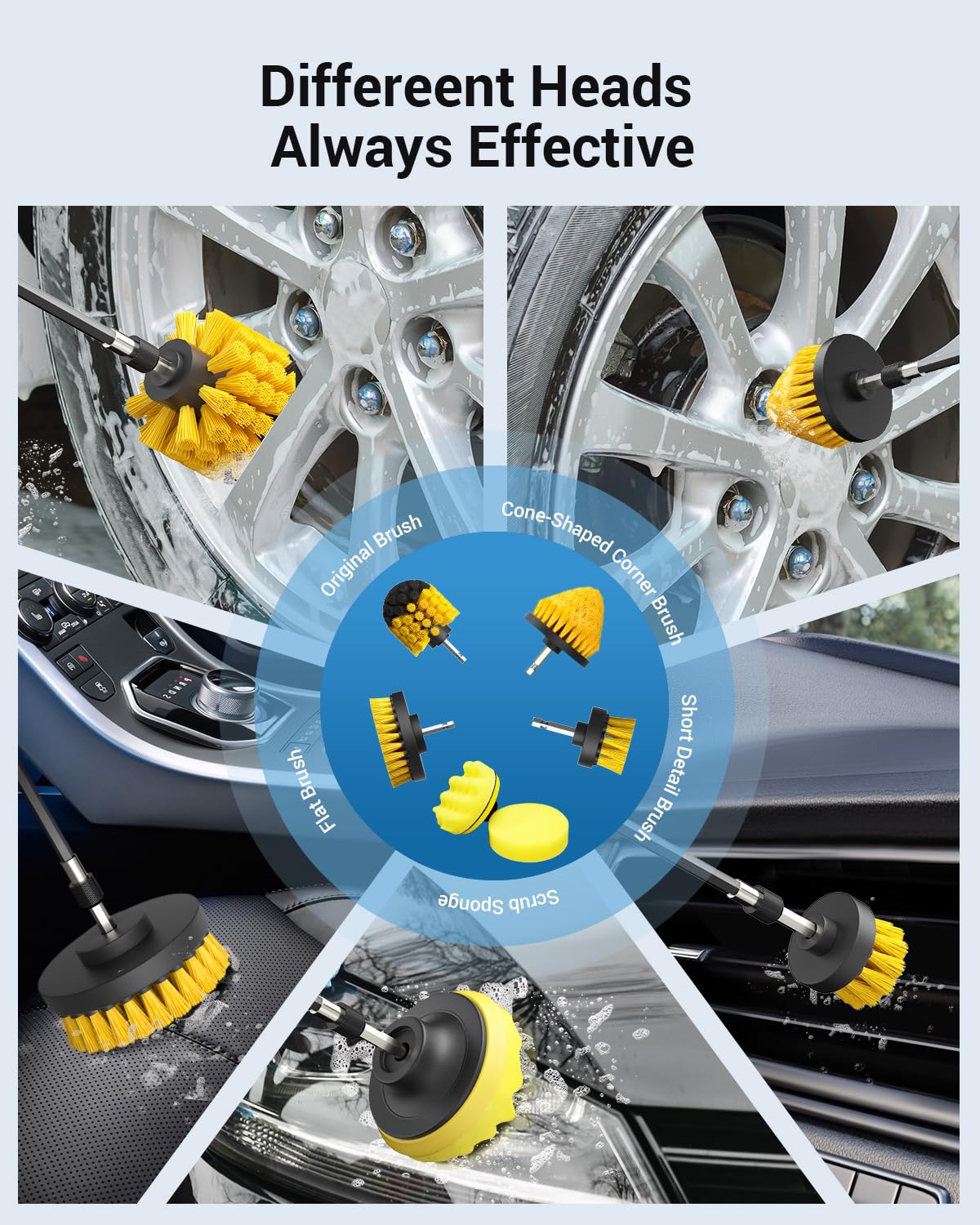AUTOWN 30PCS Car Detailing Kits, Detailing Brush Set with Drill Brush Attachments and Portable Tool Box, Car Cleaning Kits for Interior, Exterior, Wheels, Windows