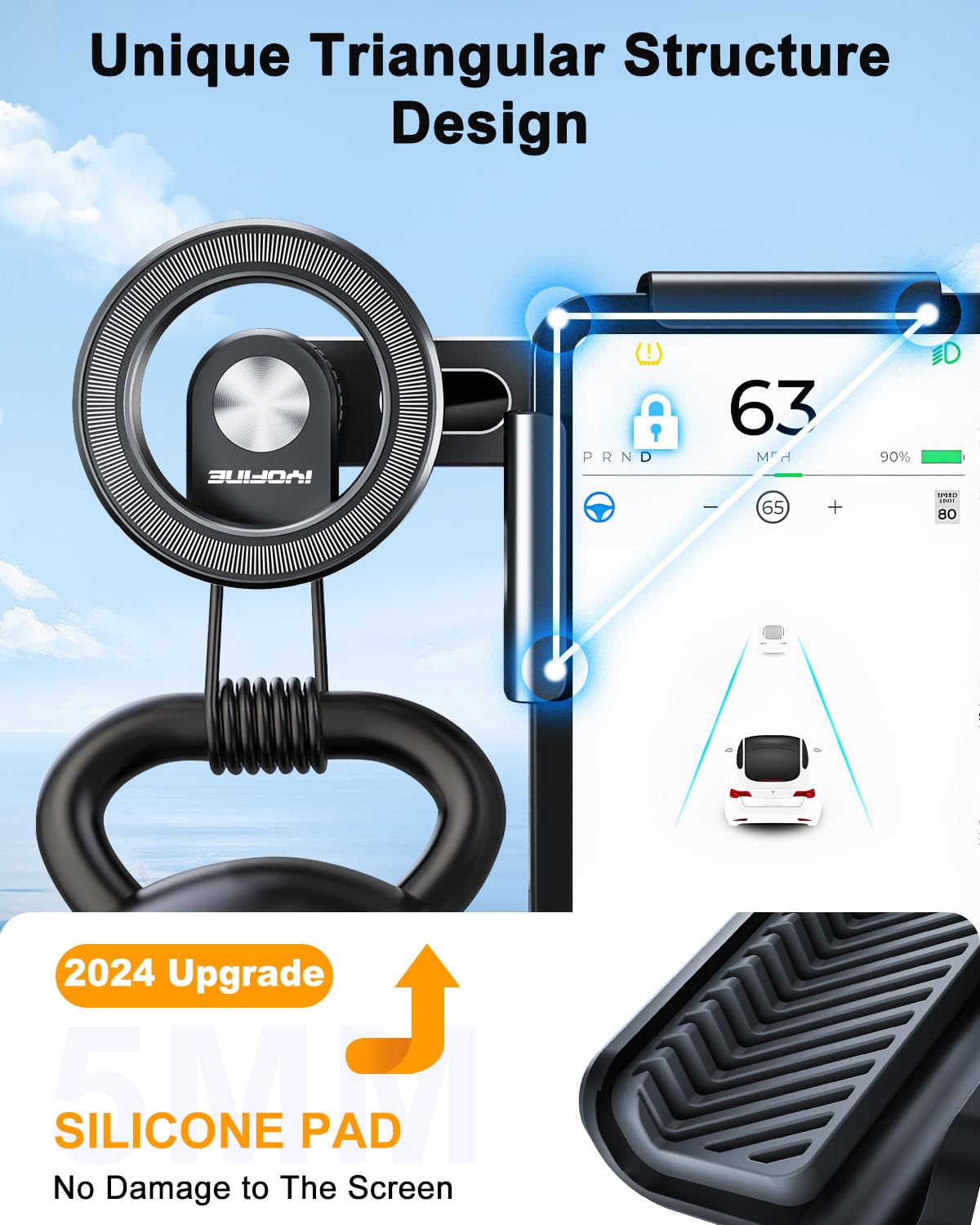 IYOFINE Tesla Phone Mount for tesla model y accessories 2025, No Glue Required, for MagSafe Magnetic Car Dash Phone Holder for Tesla Model 3/Y/S/X/Cybertruck Accessories (for Model 3/Y/S/X/Cybertruck)