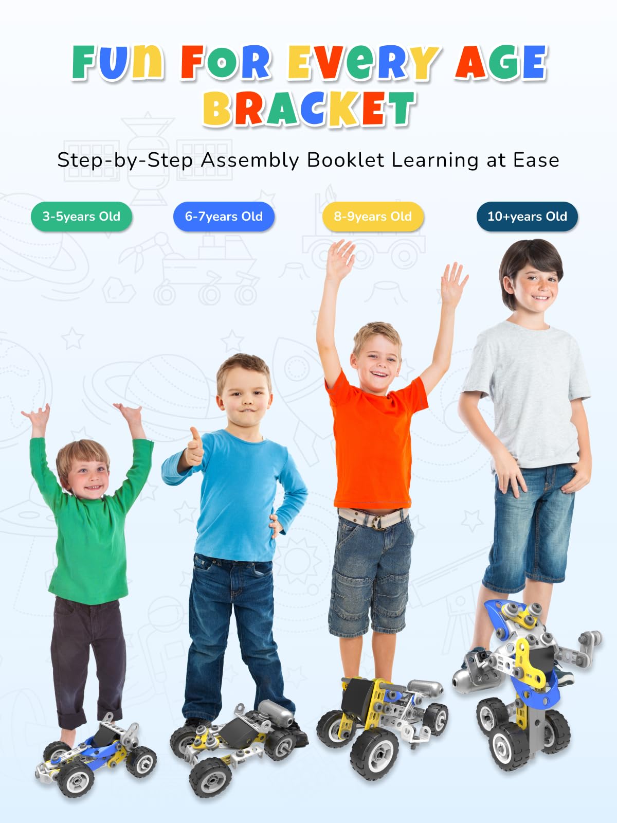 STEM Toys for 5 6 7 8+ Year Old Boy,10 in 1 Electric Building Toys for Kids Ages 4-8 5-7 6-8, Educational Racing Construction Science Kit for Boys 4-6 8-10, Creative Activities Birthday Easter Gift