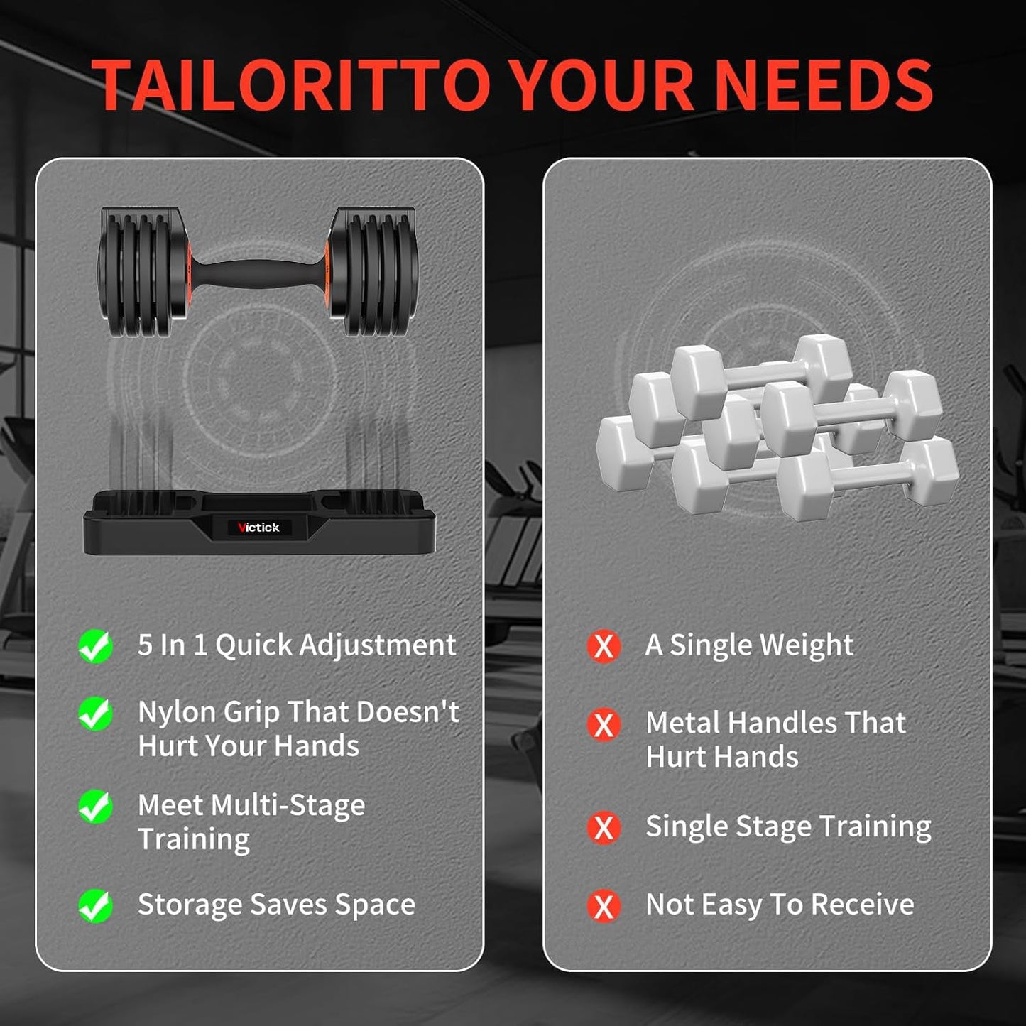 Adjustable Dumbbells - 25lb Pair for Exercise Hand Weights with Rust-Inhibitive Anti-Slip Handles Home Gym Weight Solid Dumbbells for Home Workout Space-Saving Design 2 PACK-25LB