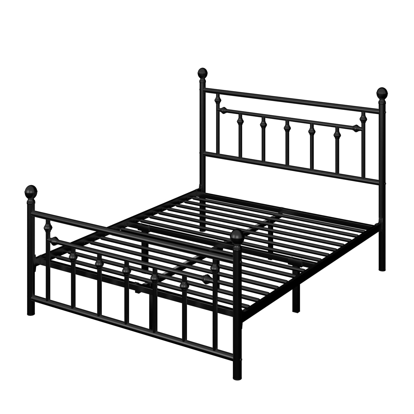Allewie 14 Inch Queen Size Metal Platform Bed Frame with Victorian Vintage Headboard and Footboard/Under Bed Storage/No Box Spring Needed/Easy Assembly/Noise Free/Mattress Foundation/Black