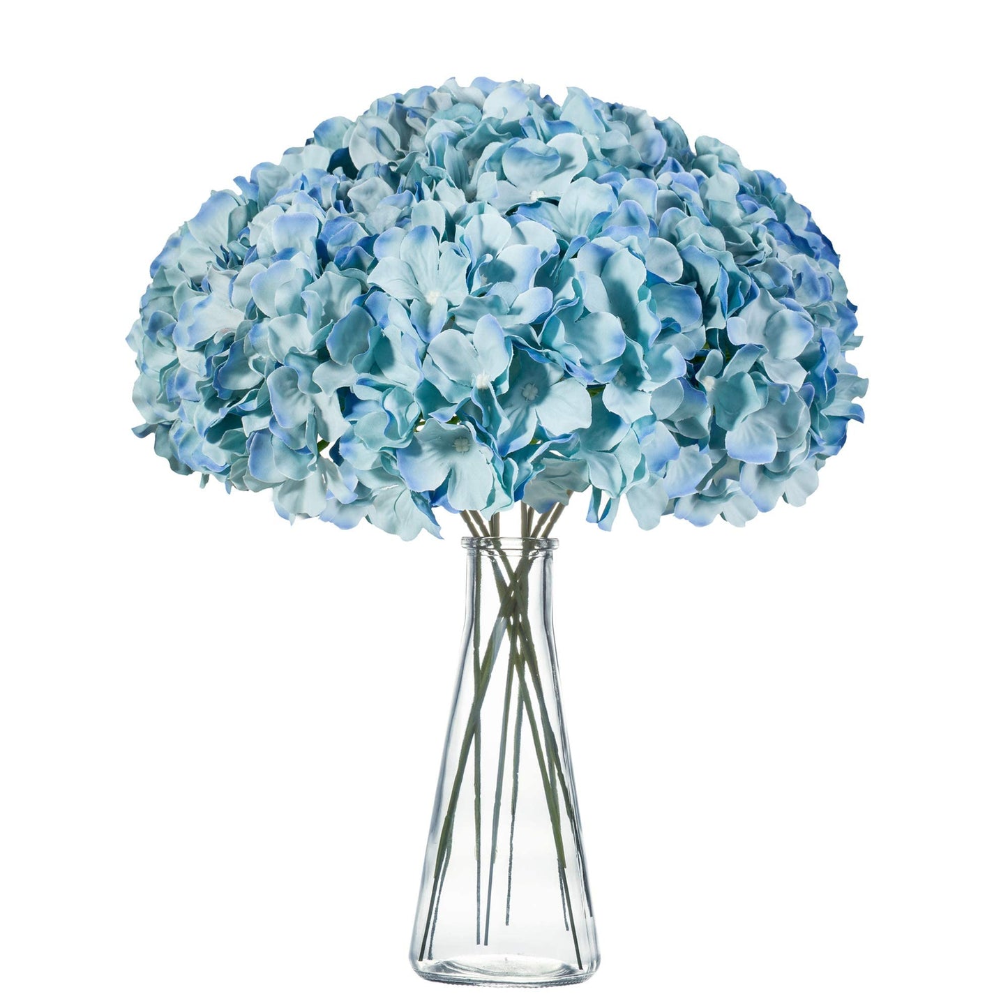 H.FLOLAVIDA Hydrangea Silk Fake Flowers Heads with Stems, Artificial Flowers for Decoration Wedding Home Party Shop Baby Shower,Room Decor for Bedroom Aesthetic, Pack of 10……… (Peacock Blue)
