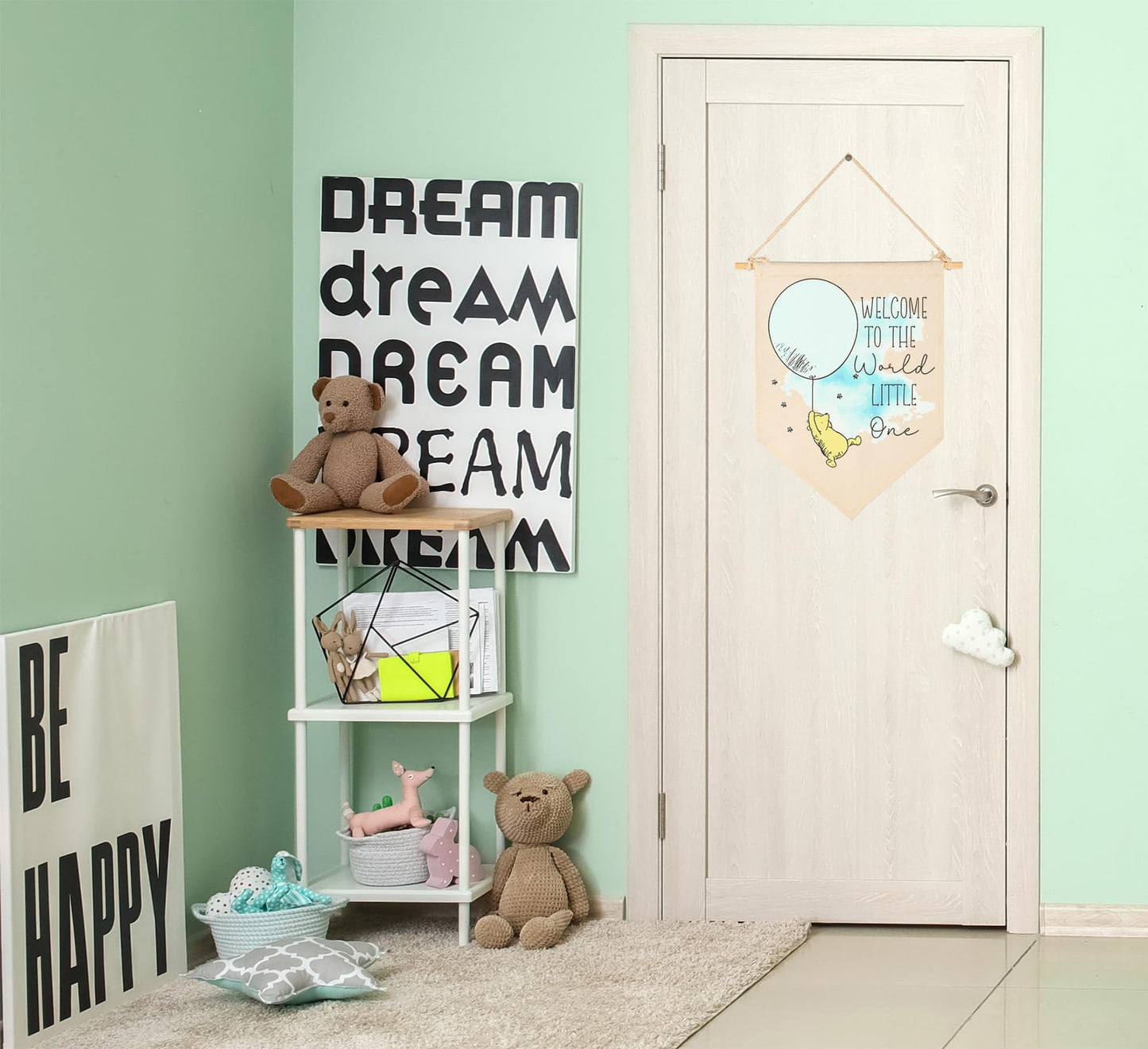 Welcome To The World Little One-Baby Announcement Decor-Congratulations New Baby Gift-Baby Gift Shower-Flag Decor Gift For Baby Boys Girls Newborn-Banner Wall Sign Gifts For Nursery Baby Room