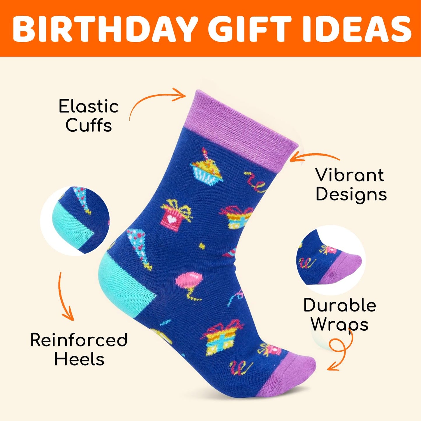 HAPPYPOP 6th Birthday Gifts Ideas for Girls - Socks for Kids Age 6, Presents for 6 Year Olds, Six Year Old Gifts for Girls Boys, Birthday Gift Box with Greeting Card