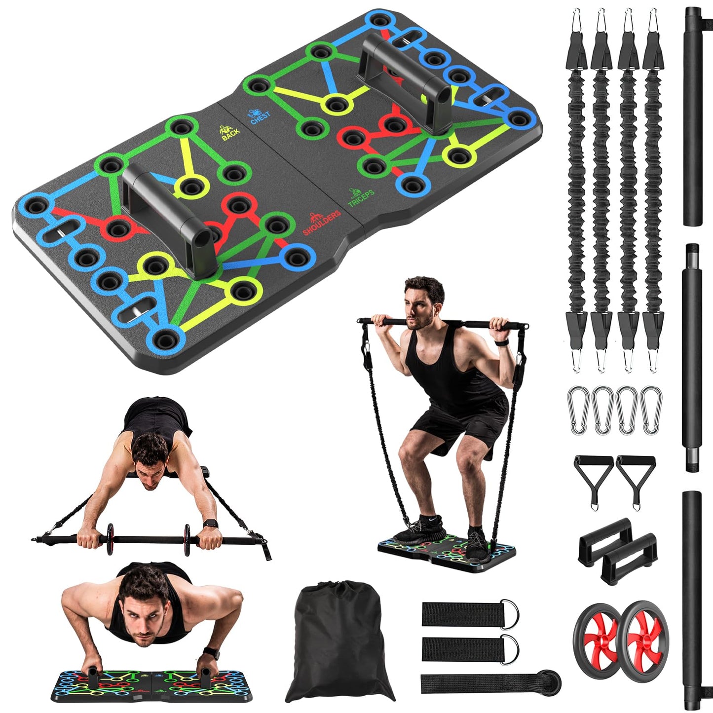 AERLANG Push Up Board, Portable Multifunctional Pushup Board, Foldable 10-In-1 Push Up Bar, Floor Push-Up Handle, Strength Training Home Gym, Full Body Workout At Home For Men And Women
