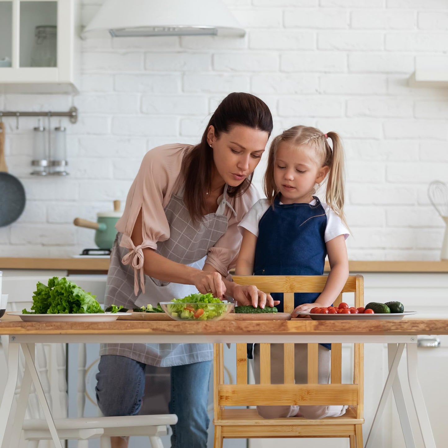 COSYLAND Kids Kitchen Step Stool,Toddler Standing Tower with CPC Certification, Removable Anti-Drop Railing Safety Rail Enjoys Unique Patented Design A Anti-tip Structure More Stable, Natural Bamboo