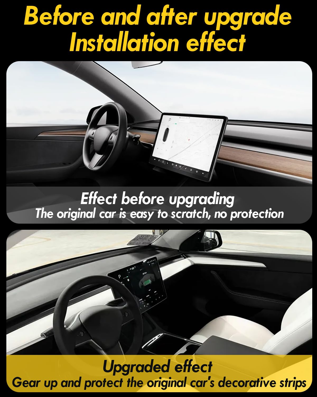 KKTR-CAR Dashboard Cover Wrap and Front Door Inner Armrest Panel Cover Trim Compatible with Tesla Model 3 2021-2023 Model y 2020-2025,NOT for Performance (Pearl White, 4pcs)
