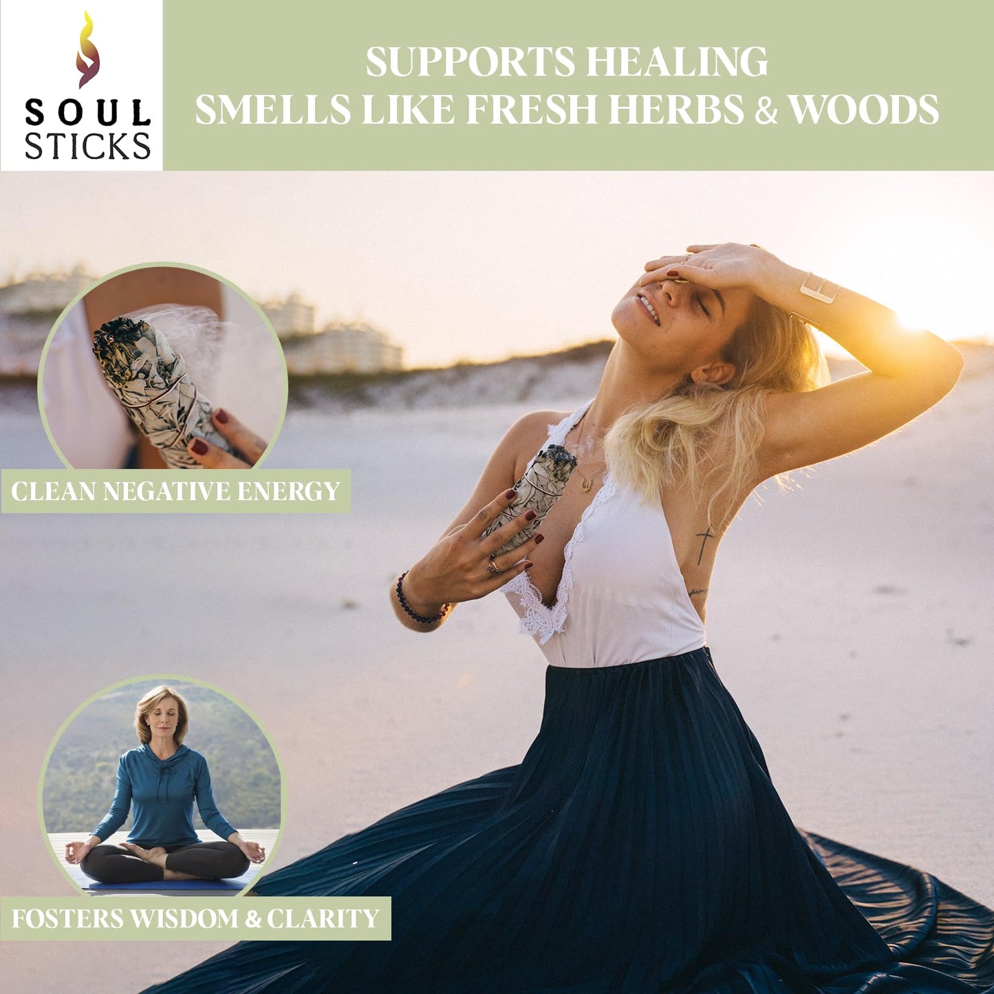 SOUL STICKS 4 Inch 12 Pack California White Sage Smudge Sticks Bulk for Home Cleansing, Good Energy Meditation & Smudging Rituals | Sustainably Sourced California White Sage Incense Sticks Bundle