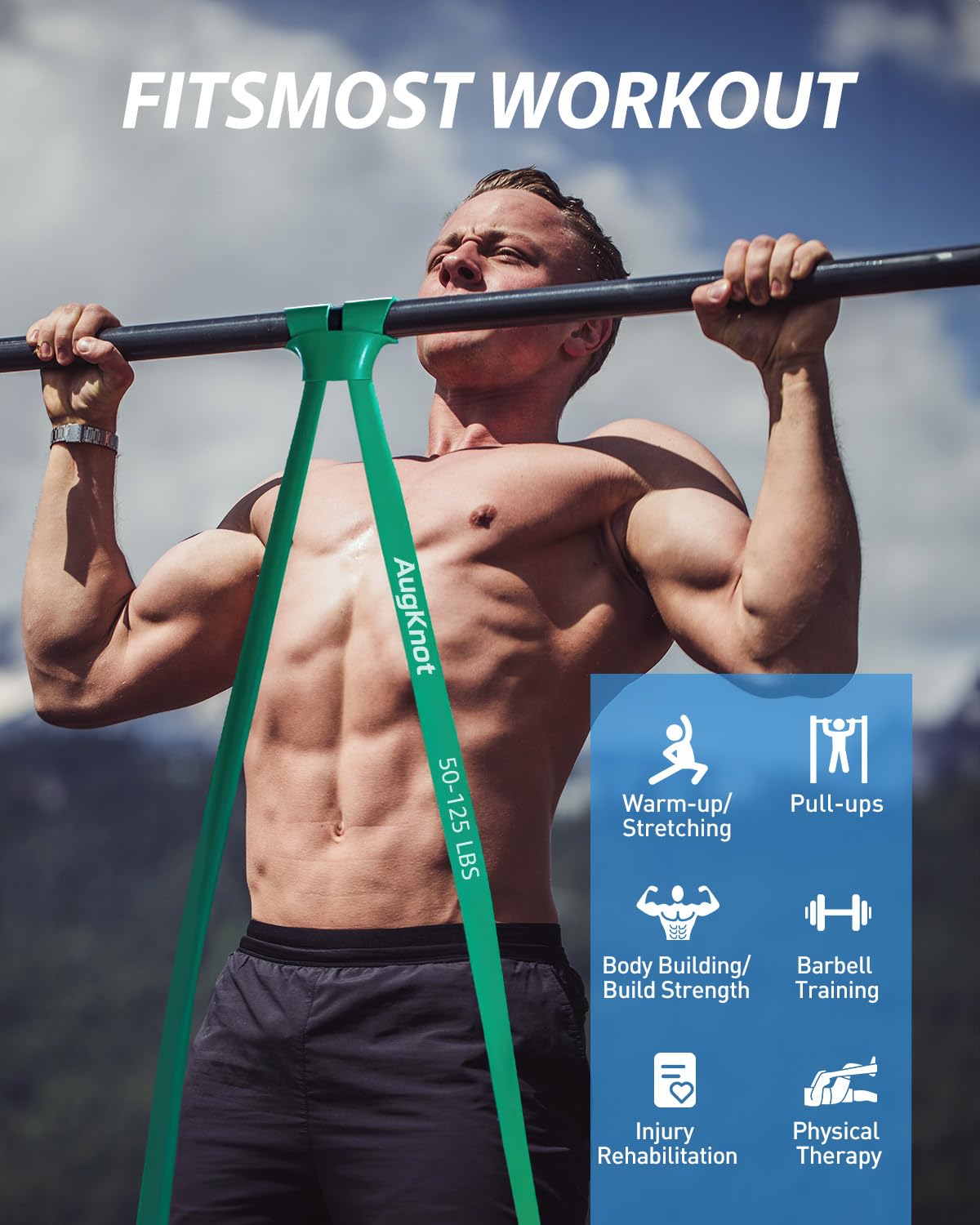 AugKnot Resistance Bands for Working Out: 5-Levels Exercise Bands Set - Pull Up Assistance Elastic Silicone - Physical Therapy/Stretching/Training - Home Gym for Women&Men