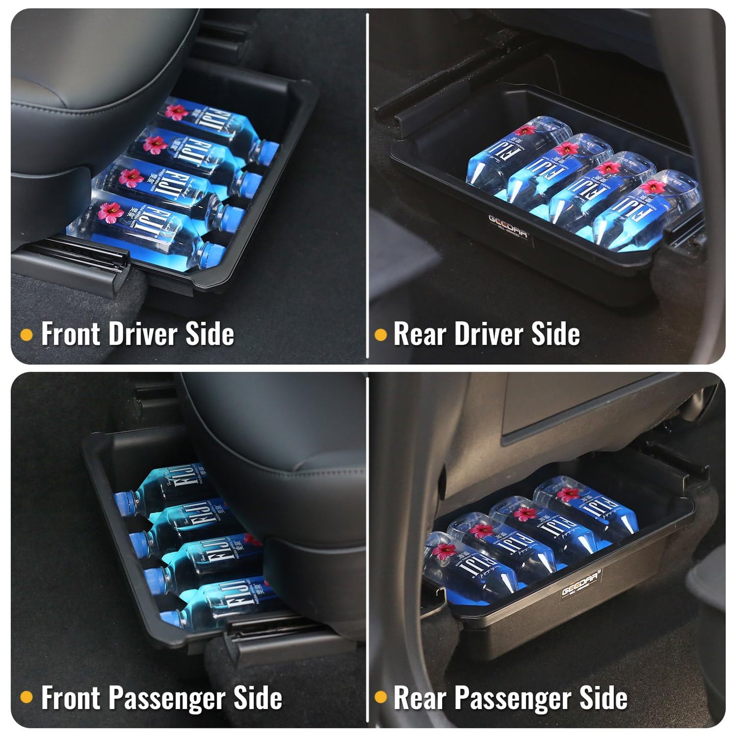 GEEDAR Under Seat Storage Box Organizer for Tesla Model Y (1 pack), Upgraded ABS + TPE Double Layer Hidden Storage Box, Washable Underseat Storage Organizer fit Tesla Model Y Accessories 2021-2024
