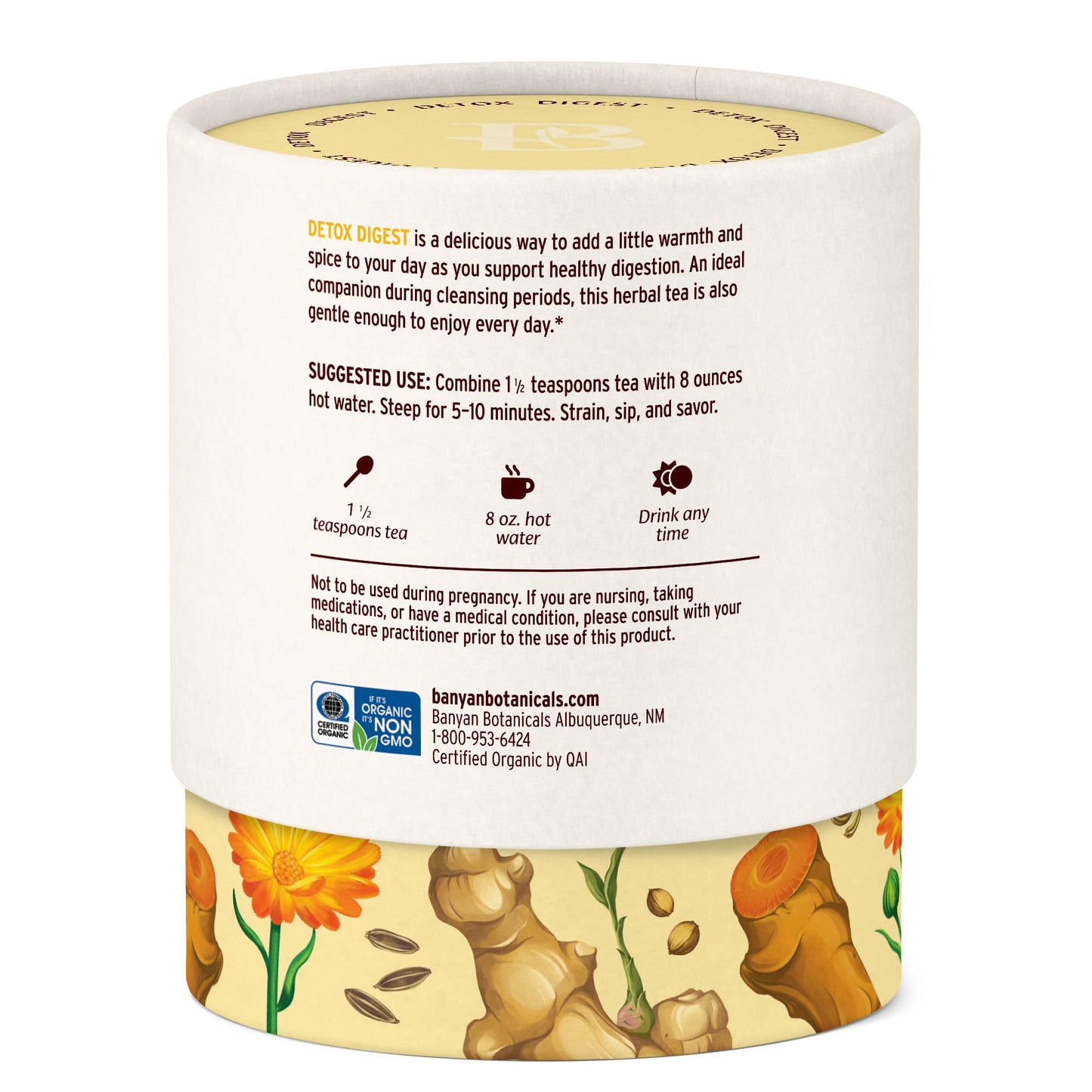 Banyan Botanicals Organic Detox Digest CCF Tea, 2 oz - Herbal Loose Leaf Tea with Turmeric & Ginger for Digestion & Cleansing - Non-GMO, Sustainably Sourced, Caffeine Free