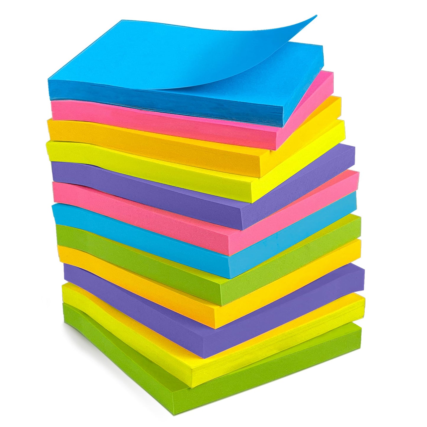 OHOME Sticky Notes - 12 Pads, 3”x3” - Colorful Self-Stick Post Notes Bulk - Office Desk Accessories | Teacher Classroom Must Haves,Aesthetic School Supplies for Home,Easter Basket Essentials