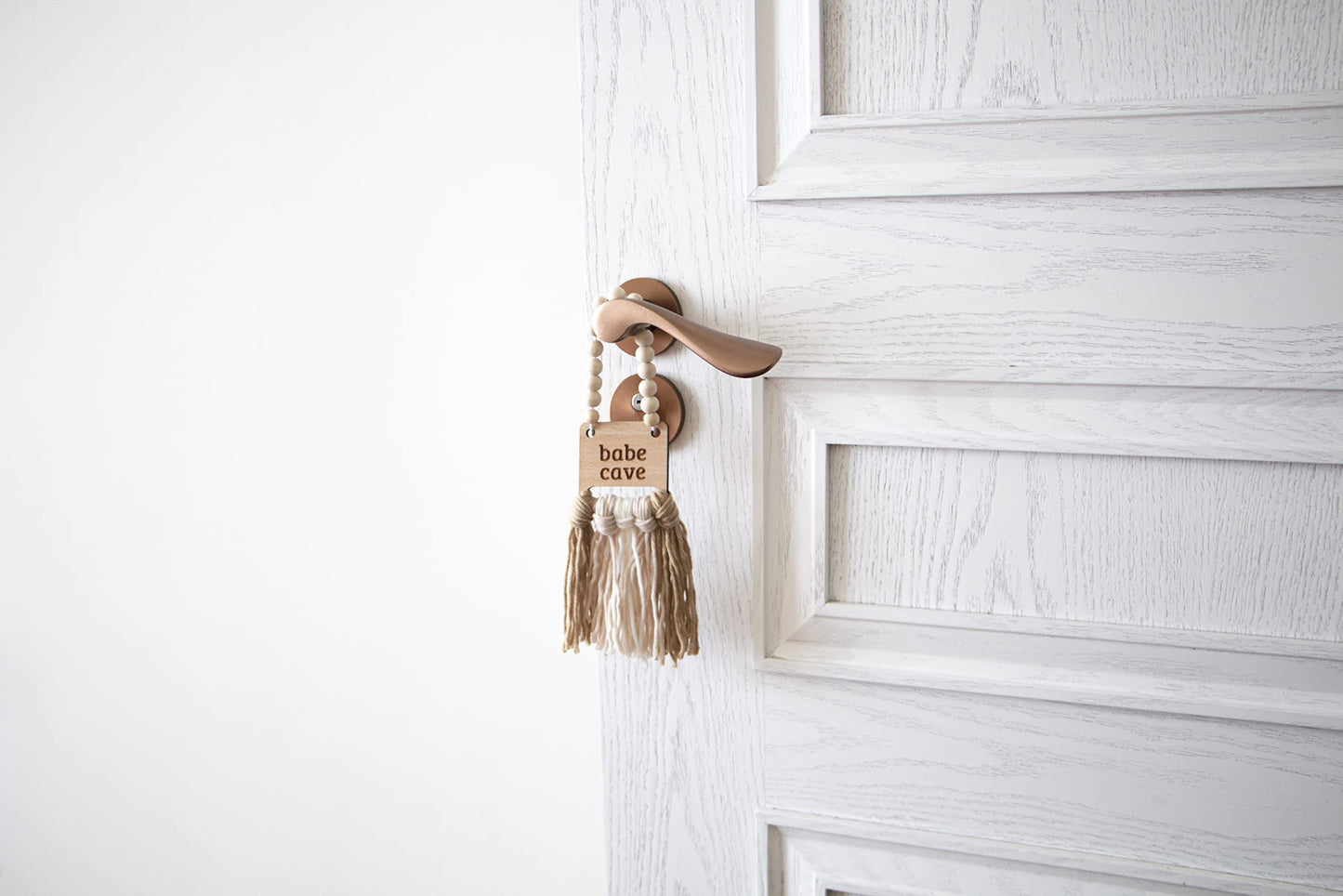Decocove Babe Cave Sign - Wood Bead Garland - Boho Nursery Wall Decor for Girls and Boys - Neutral Home Decor - Baby Decor for Nursery - Door Sign for Toddler Room