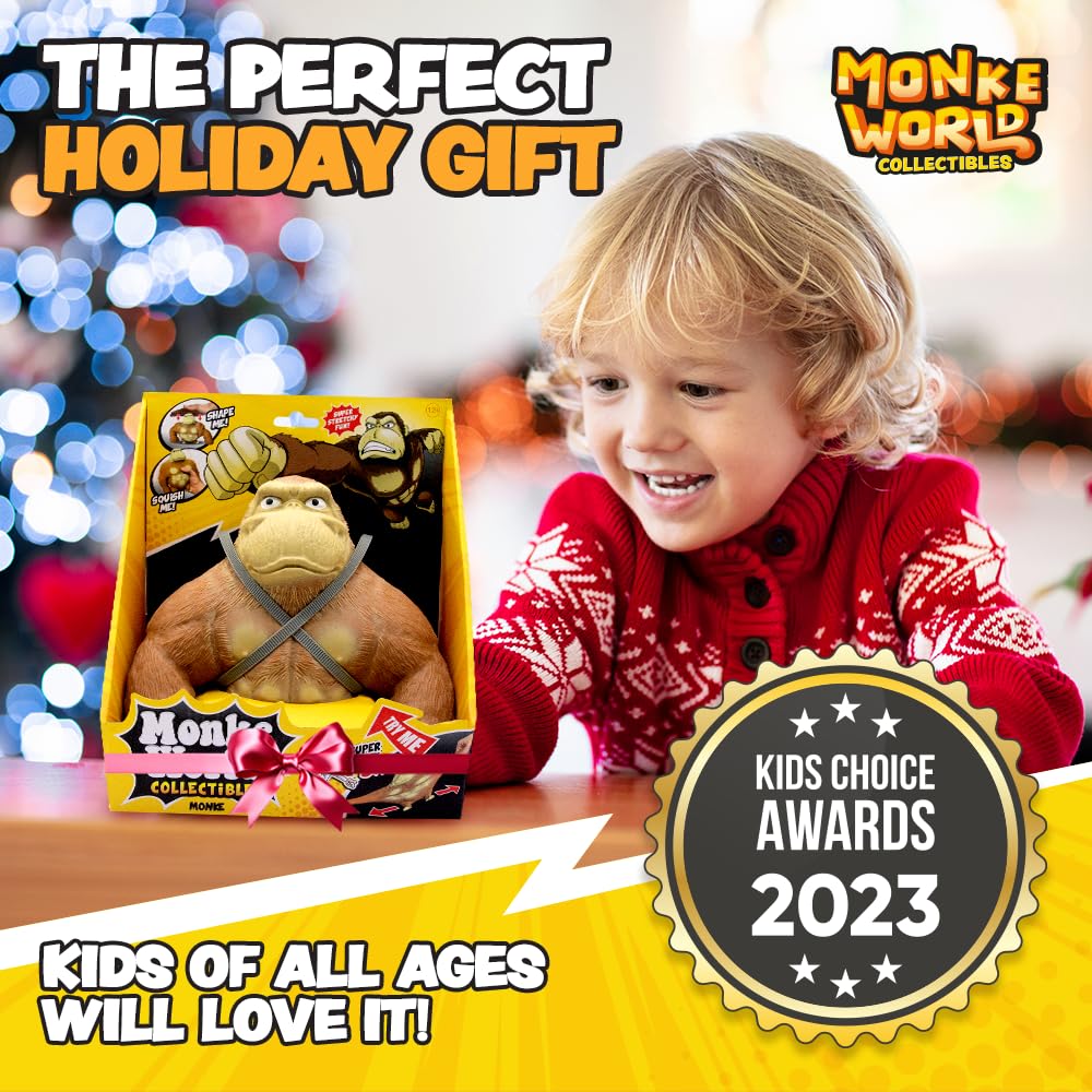 MonkeWorld Stretchy Monkey Toy Original Trending Squishies Fidget Toy Stuffed Monkey, Squishy Toys for Kids and Adults Animal Plushies (Original Monke)