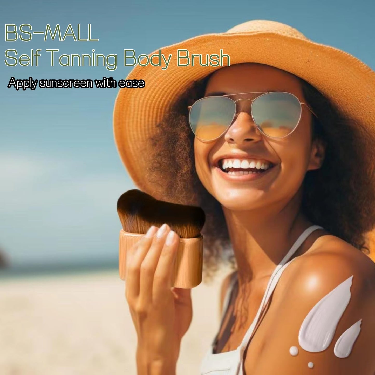 BS-MALL Self Tanning Body Brush Makeup Brushes Set of 2 | Eco-Friendly Natural Bamboo Handles | Ultra-Soft Synthetic Bristles | Perfect for Face & Body Application Perfect for Travel