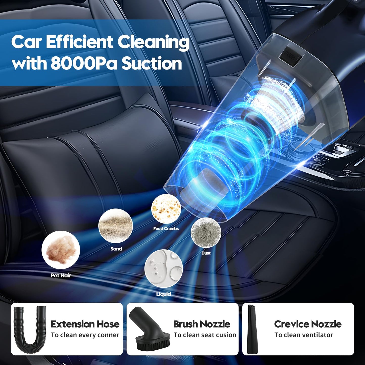 Qydipclin 45Pcs Car Detailing Kit, Car Detailing Brush Set, Car Wash Cleaning Kit, Car Detailing Brushes, Professional Car Care Kit for Interior Exterior Wheels, Blue