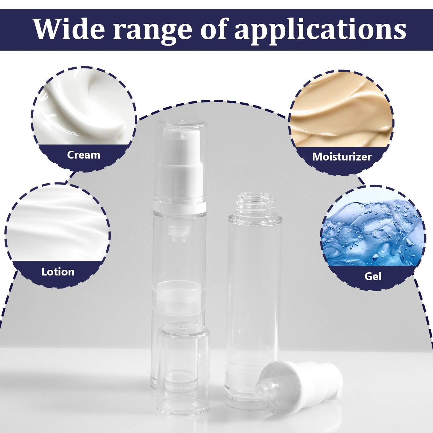 4 Pcs Empty Airless Pump Bottles, Refillable Clear Travel Pump Bottle Lotion Container Vacuum Cosmetic Container Press Pump Bottle for DIY Foundation Gel Lotion Moisturiser Shampoo Toiletry(10ml)