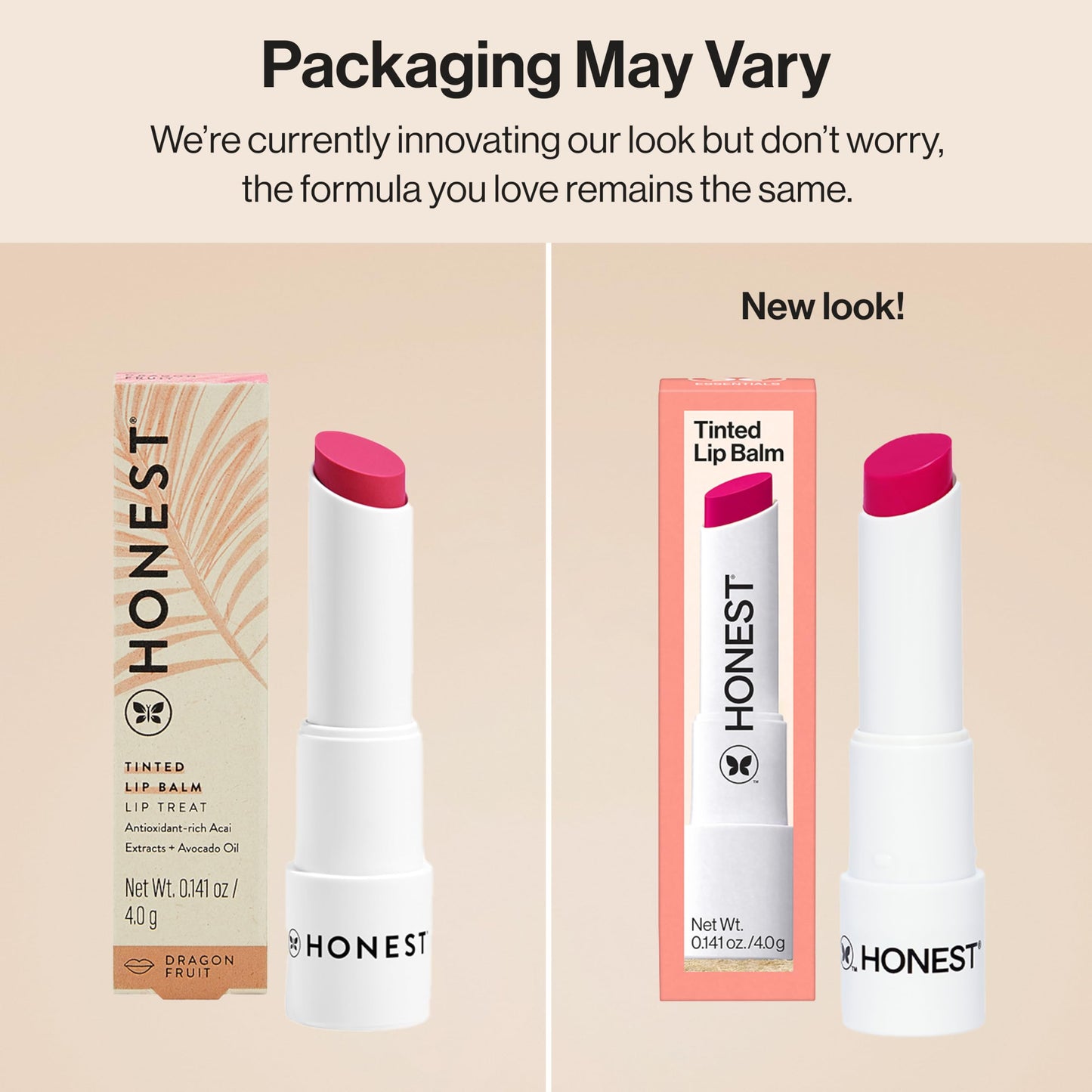 Honest Beauty Moisturizing Vegan Tinted Lip Balm | Antioxidant-rich Acai Extracts + Avocado Oil | Paraben Free + Cruelty Free | Dragon Fruit