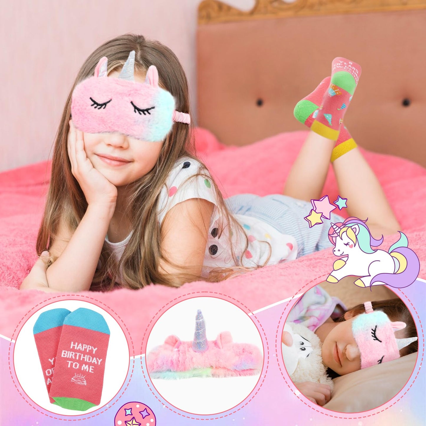 Birthday Gifts for Girls,6 Year Old Girl Birthday Gift Ideas,Kids Gifts with 12 OZ Wine Tumbler,Diary,Headband,Eye Mask,Christmas Gifts for Little Girls