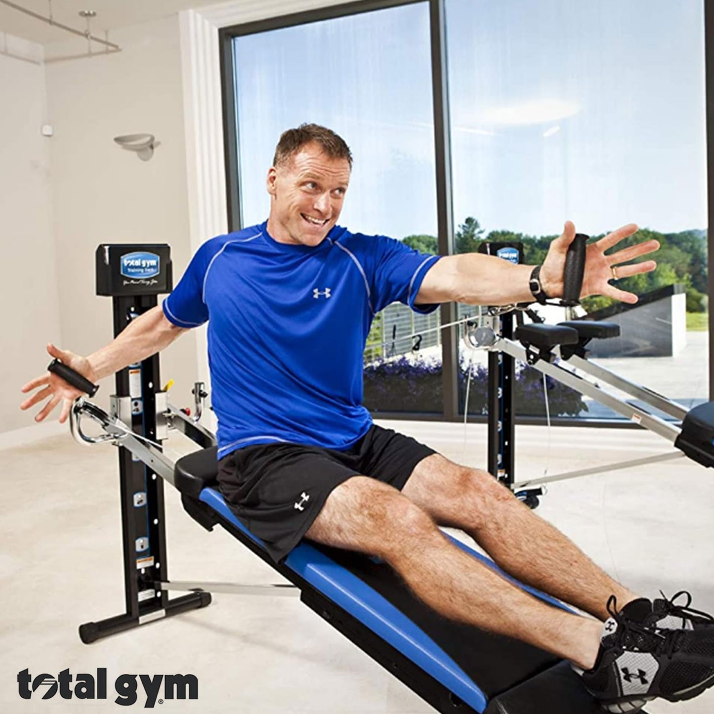 Total Gym Home Gym Workout Machine Equipment Set w/ Squat Stand, Leg Pull, & 2 Ankle Cuffs