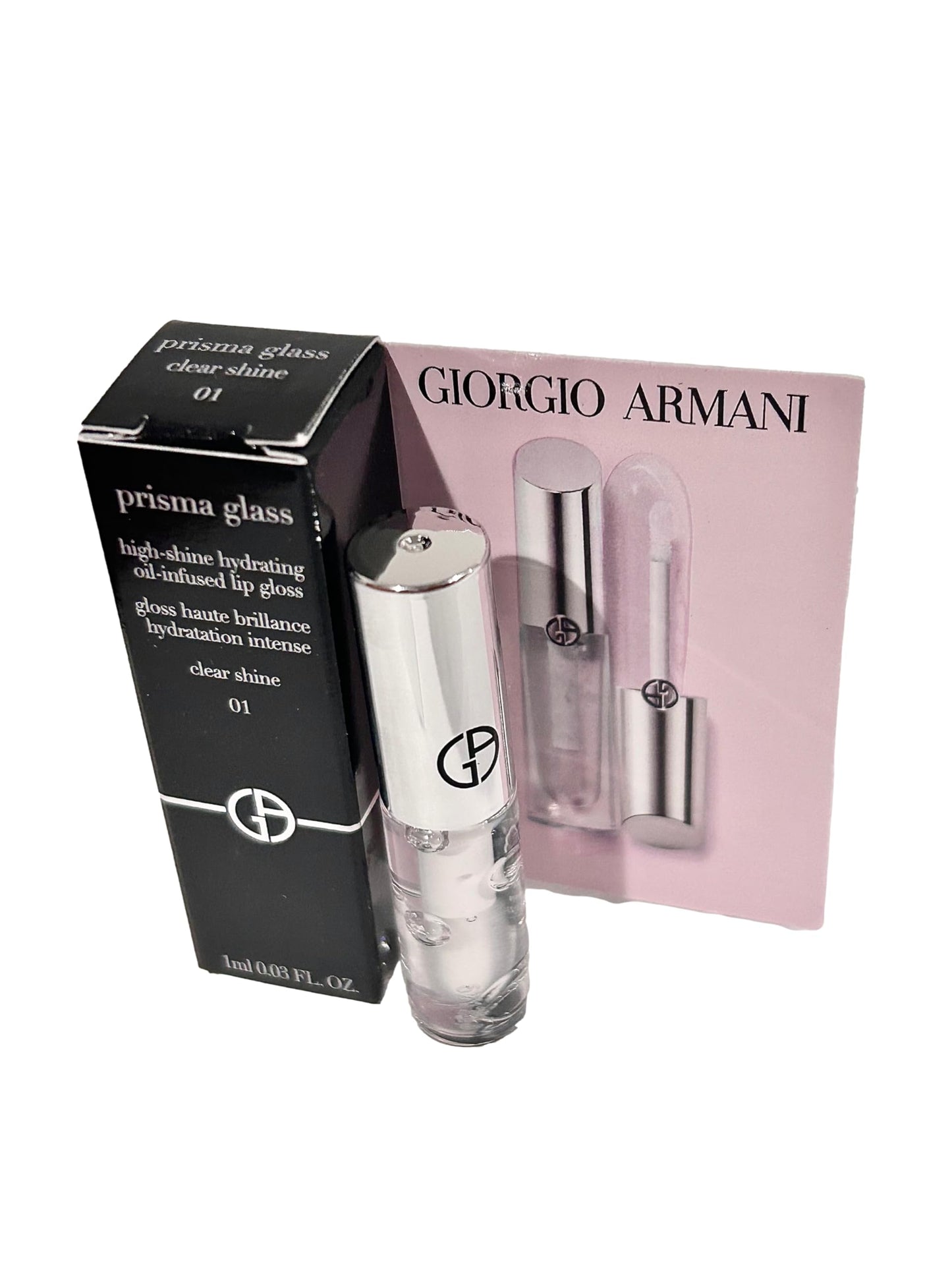 GIORGIO ARMANI Oil Lip Gloss PRISMA GLASS CLEAR SHINE # 01-1 ml / 0.03 FL oz (Small 4344)
