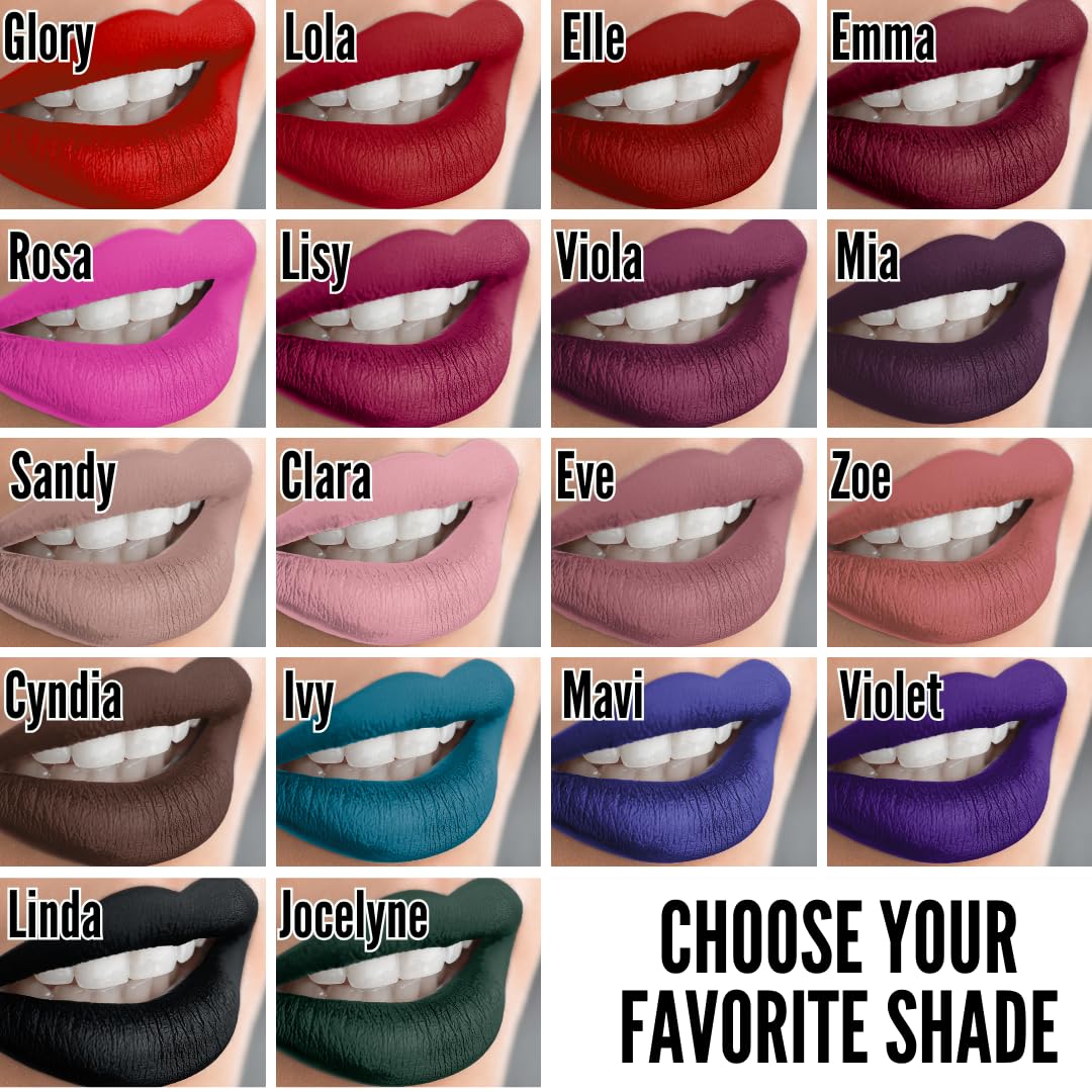 Black Lip Stain Long-Lasting Waterproof Lightweight Comfortable Non-Drying Hydrating | High Pigment Intense Matte Color All Day Wear Smudge-Proof Kiss-Proof Transfer-Resistant Vegan | Linda