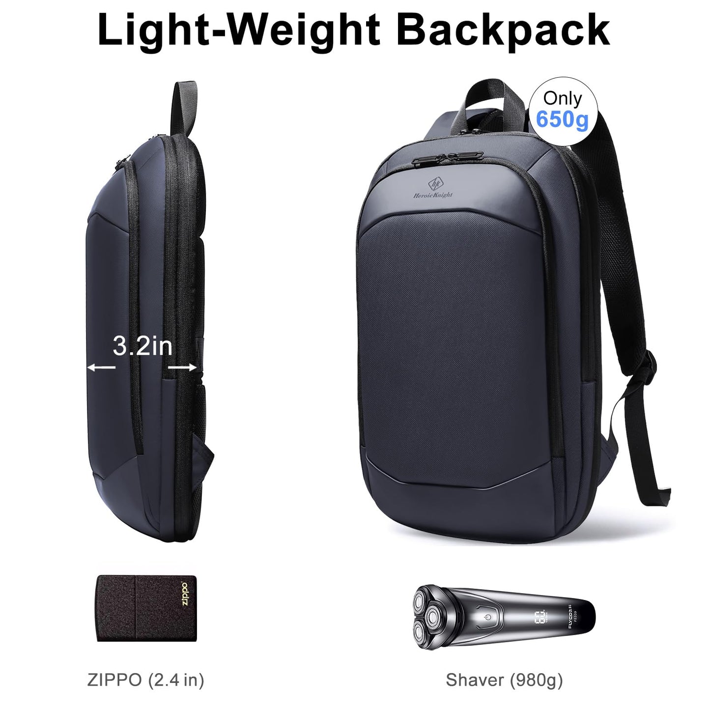 Slim Laptop Backpack for Men,Waterproof Expandable High Tech Business Work Backpack for Men and Women,15.6 Inch Lightweght Anti-theft Travel Backpack Durable College Casual Daypack Computer Laptop Bag