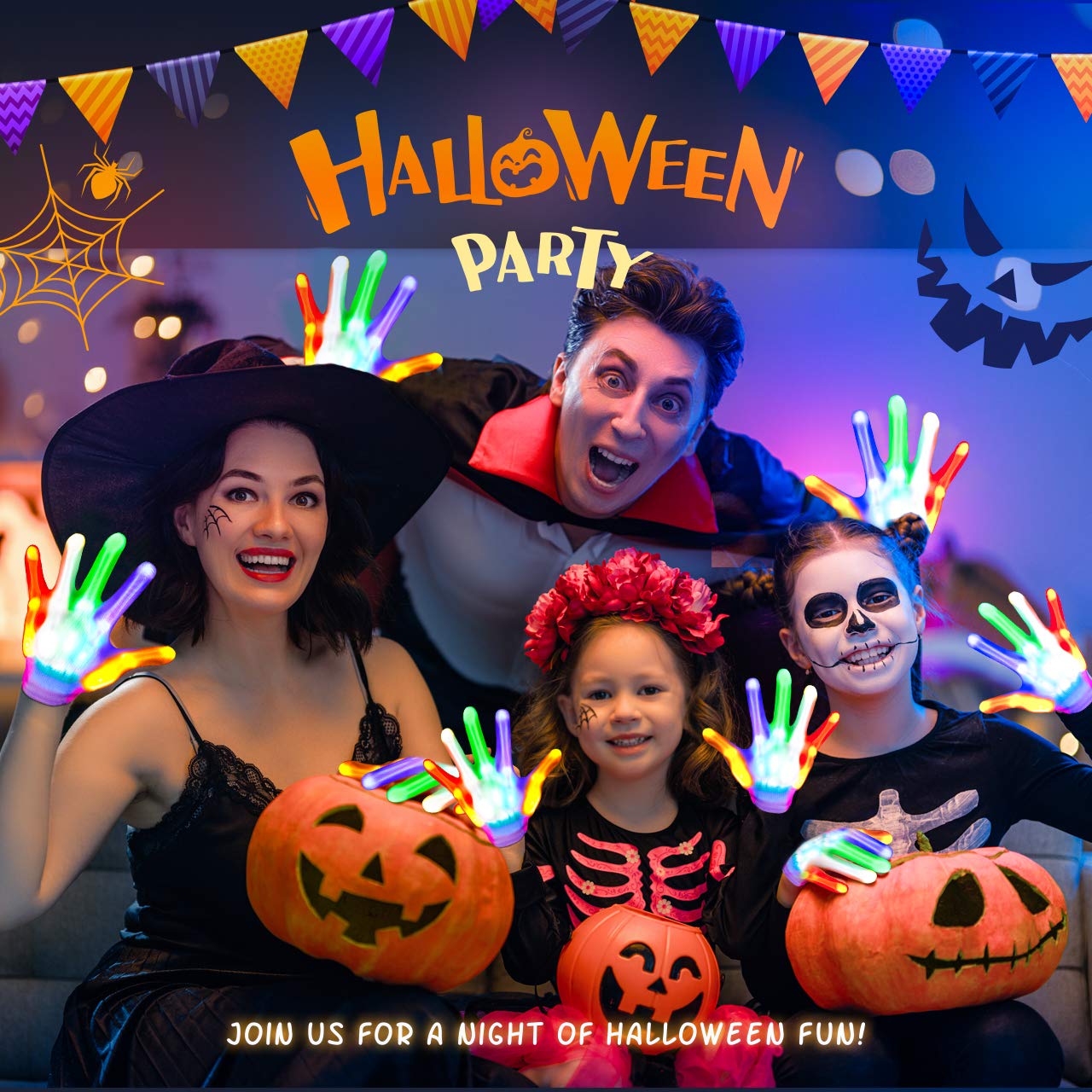 Cool Toys LED Gloves,Kids Toys for Ages 3-4 5-7 Year Old with 6 Flash Mode,Great Party Favors for Kids Birthday Christmas Halloween Valentines,Fun Toys Gift for 3 4 5 6 7 Year Old Girls Boys(1 Pair)