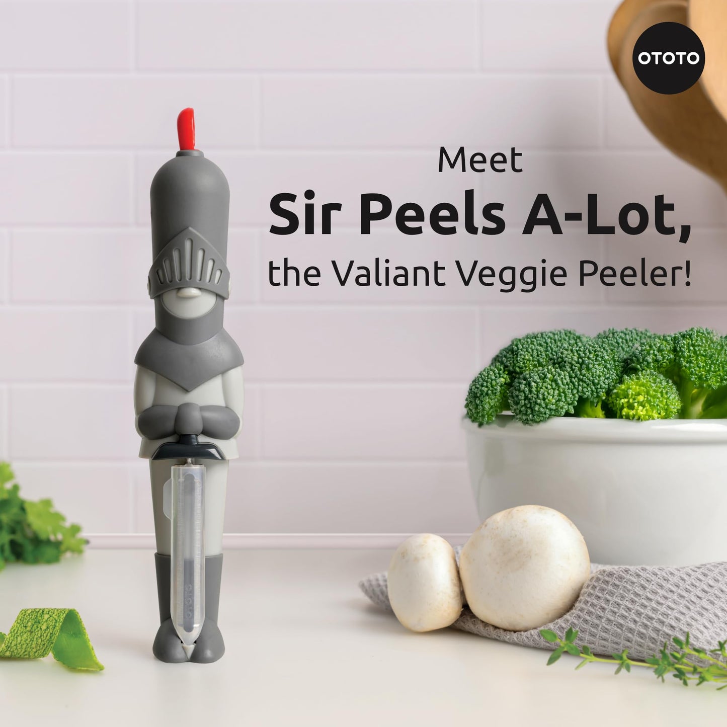 NEW OTOTO Sir Peels A-Lot Medieval Knight Vegetable Peeler - Swivel Vegetable Peelers for Kitchen, Cute Kitchen Gadgets, Kitchen Gifts, Potato, Veggie, Fruit Peeler, Cute Kitchen Accessories