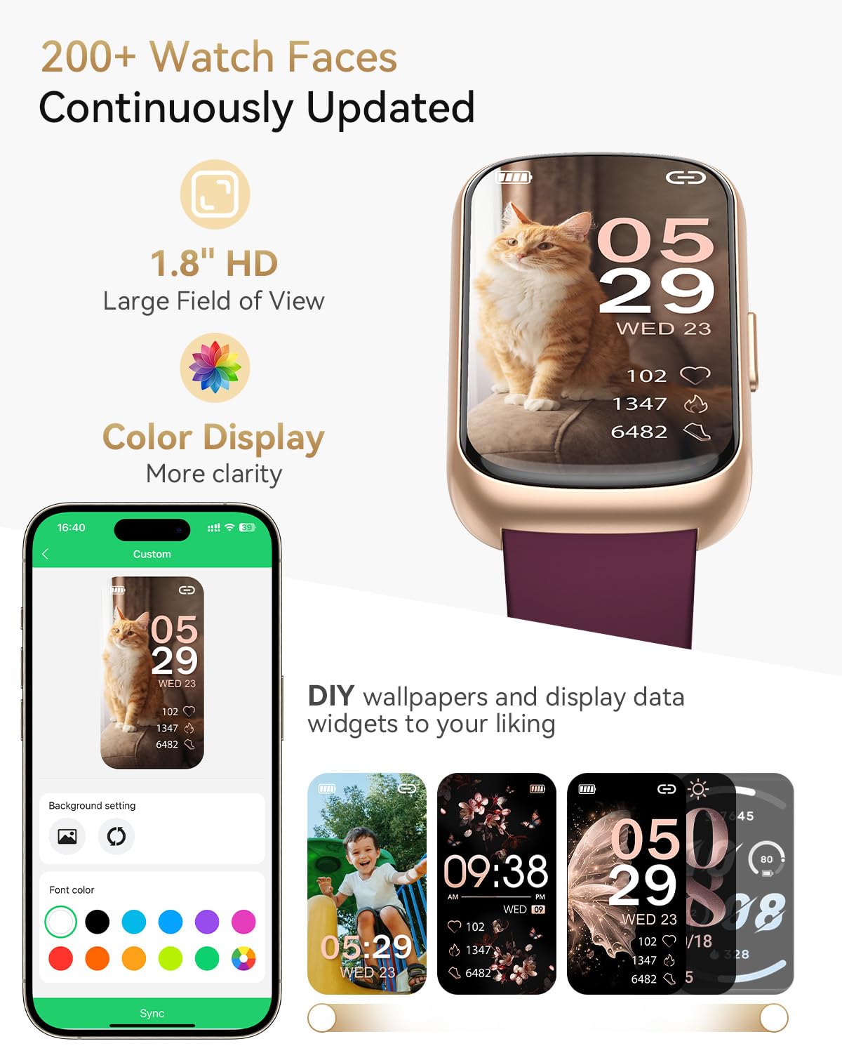 Fitness Tracker, Fitness Tracker Watches for Women with Heart Rate/Blood Oxygen/Sleep Monitor, 20+ Sports Modes Smart Watches for Women/Men, Activity & Step Tracker Smart Watch for Android/iOS Phones