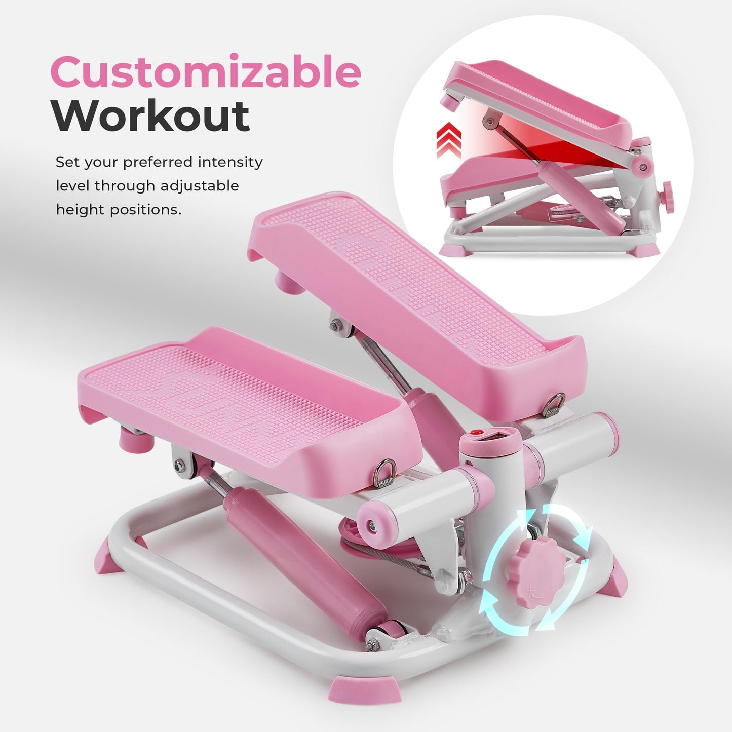 Sunny Health & Fitness Total Body 2-in-1 Stepper Machine, Total Body Workout, Adjustable Hydraulic, Resistance Bands, Non-Slip Pedals w Optional Free SunnyFit App Enhanced Bluetooth Connectivity