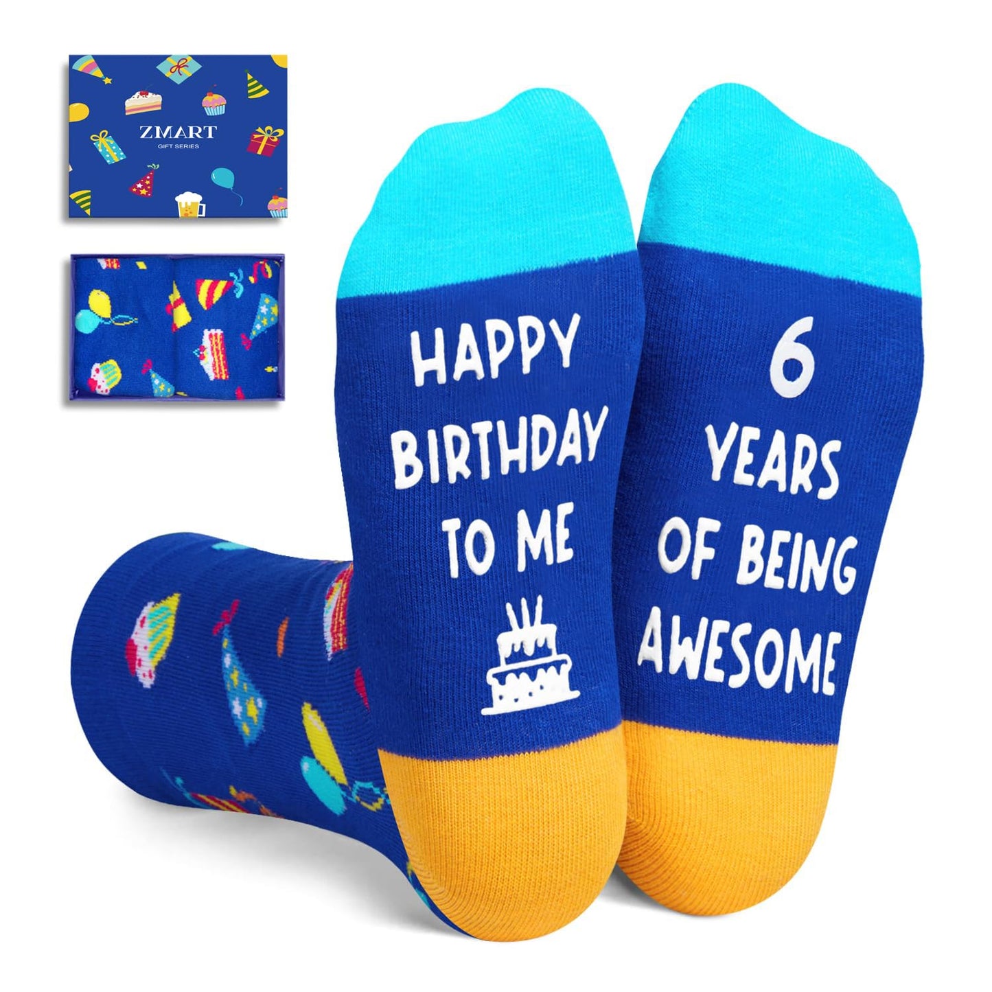 Zmart 6th Birthday Gifts for Boys - Socks for Boys Girls Age 6, Presents for 6 Year Olds, 6 Year Old Boy Gift Ideas, Blue
