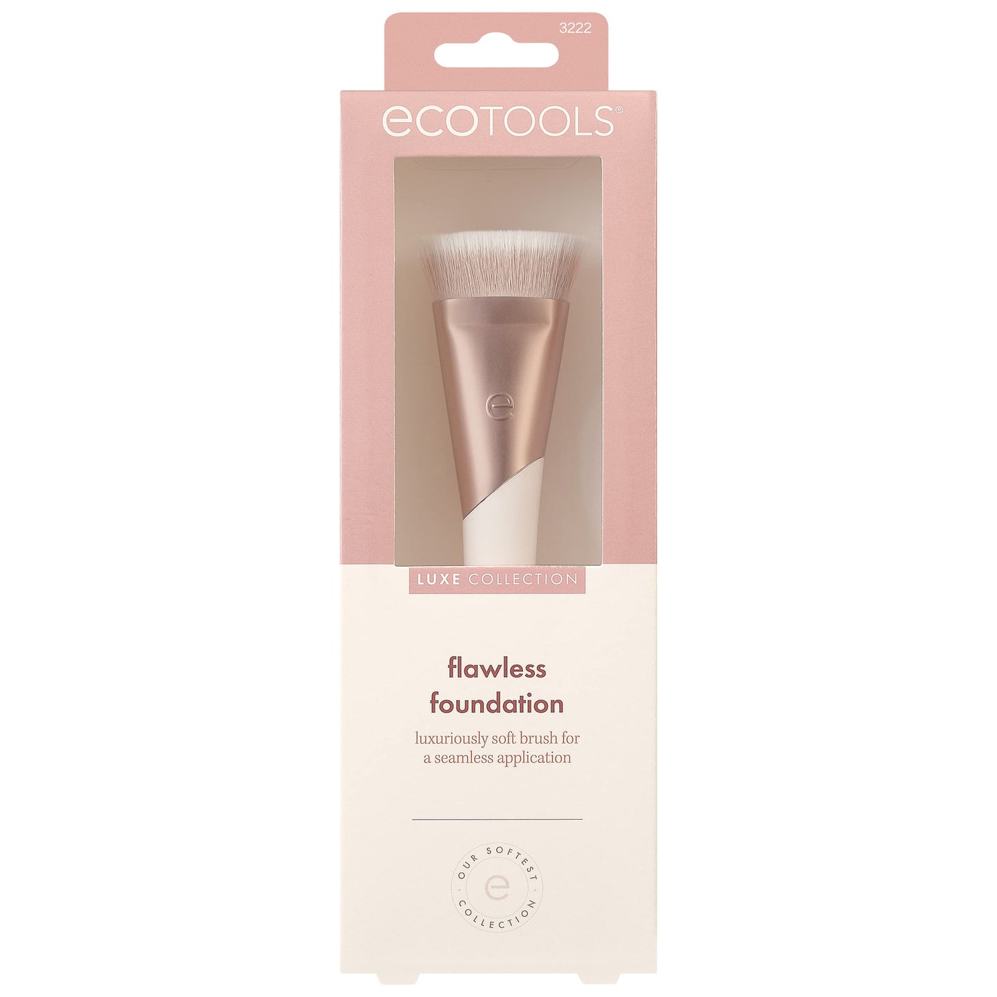 EcoTools Ecofriendly Luxe Flawless Foundation Makeup Brush for Liquid & Cream Foundation, Dense, Synthetic Bristles, Eco-Friendly Premium Quality Makeup Brush, Vegan & Cruelty-Free, 1 Count