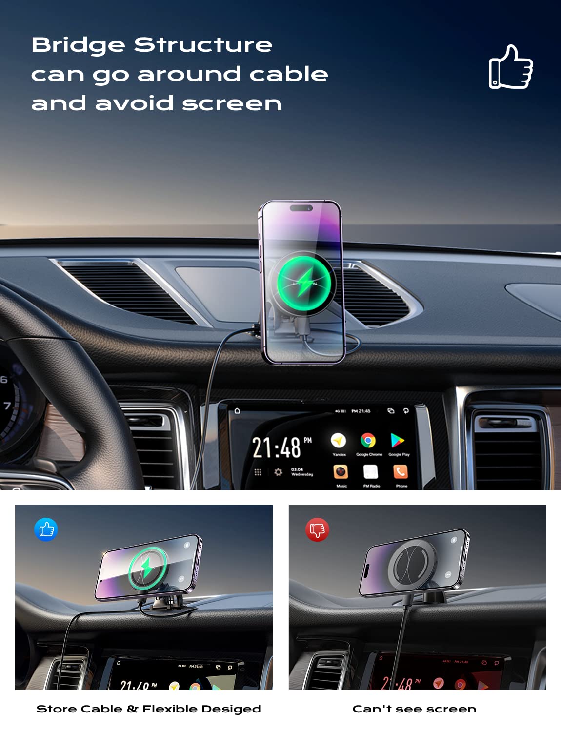 LISEN for 15W MagSafe Car Mount Charger,Magnetic Wireless Car Charger for iPhone 16 Pro Max Accessories,Magnetic Phone Holder for iPhone 16e 15 14 13 12,Samsung with MagSafe,Gifts for Men Women