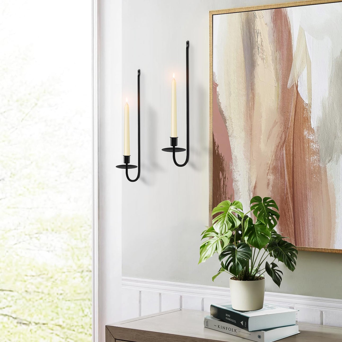 Candle Sconces Set of 2, XAROO Taper & Pillar Wall Candle Holder, Black Wall Sconces Set of Two, Decor for Entryway, Stair Corner, Living Room
