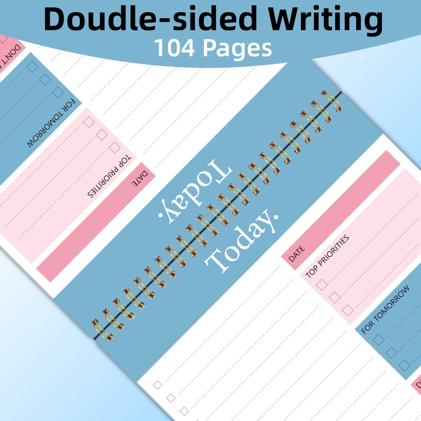 To Do List Notepad - Daily Planner Notepad Undated 52 Sheets Tear Off, 6.5" x 9.8" Checklist Productivity Organizer with Hourly Schedule for Tasks