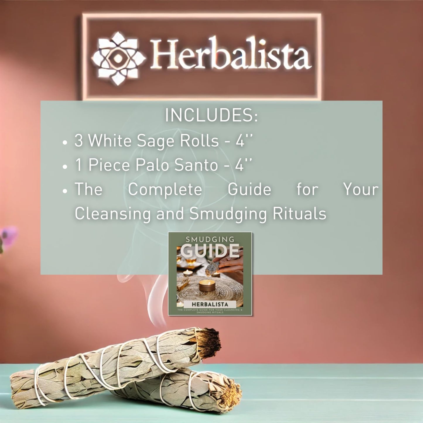 Herbalista White Sage Smudging Kit - 3 Chakra-Inspired White Sage Bundles (4") | Cleanse, Balance & Uplift | Perfect for Meditation, Intention Setting, & Spiritual Healing