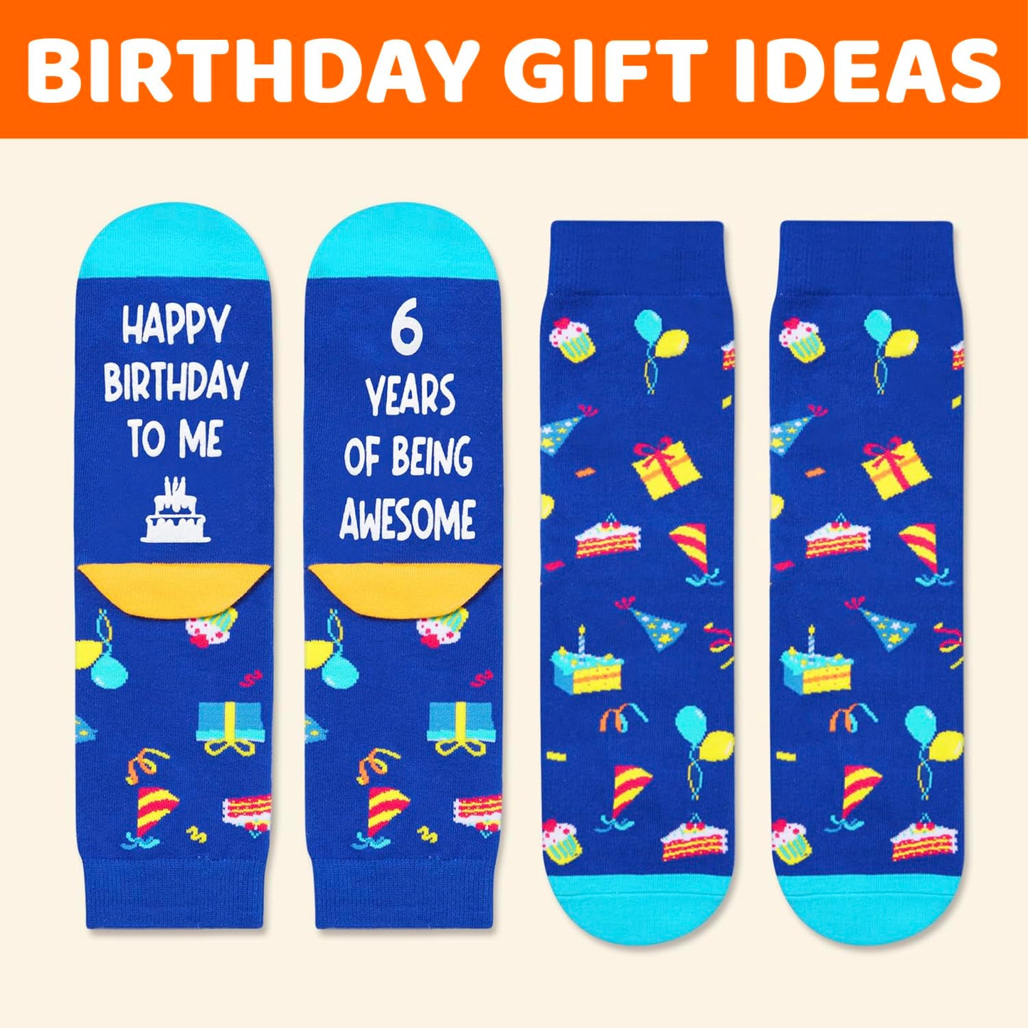 Zmart 6th Birthday Gifts for Boys - Socks for Boys Girls Age 6, Presents for 6 Year Olds, 6 Year Old Boy Gift Ideas, Blue